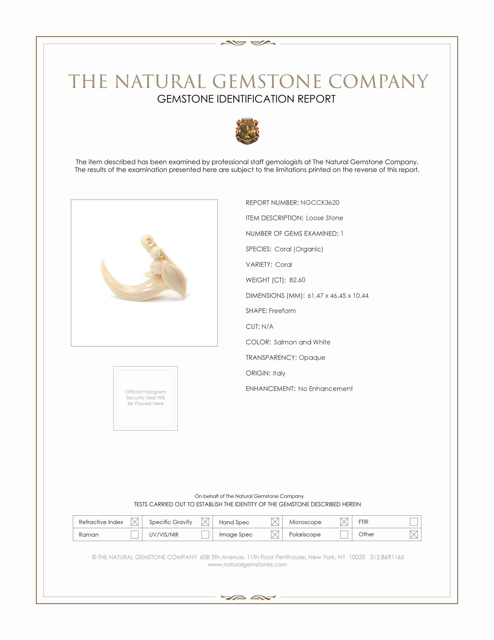 82.60 Ct. Coral from Italy