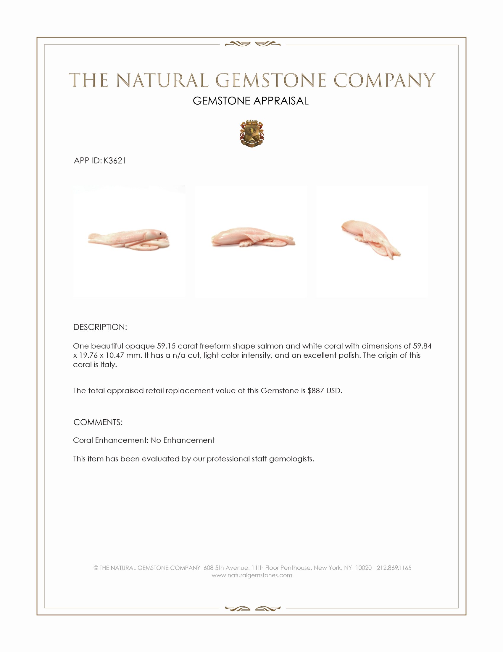 59.15 Ct. Coral from Italy