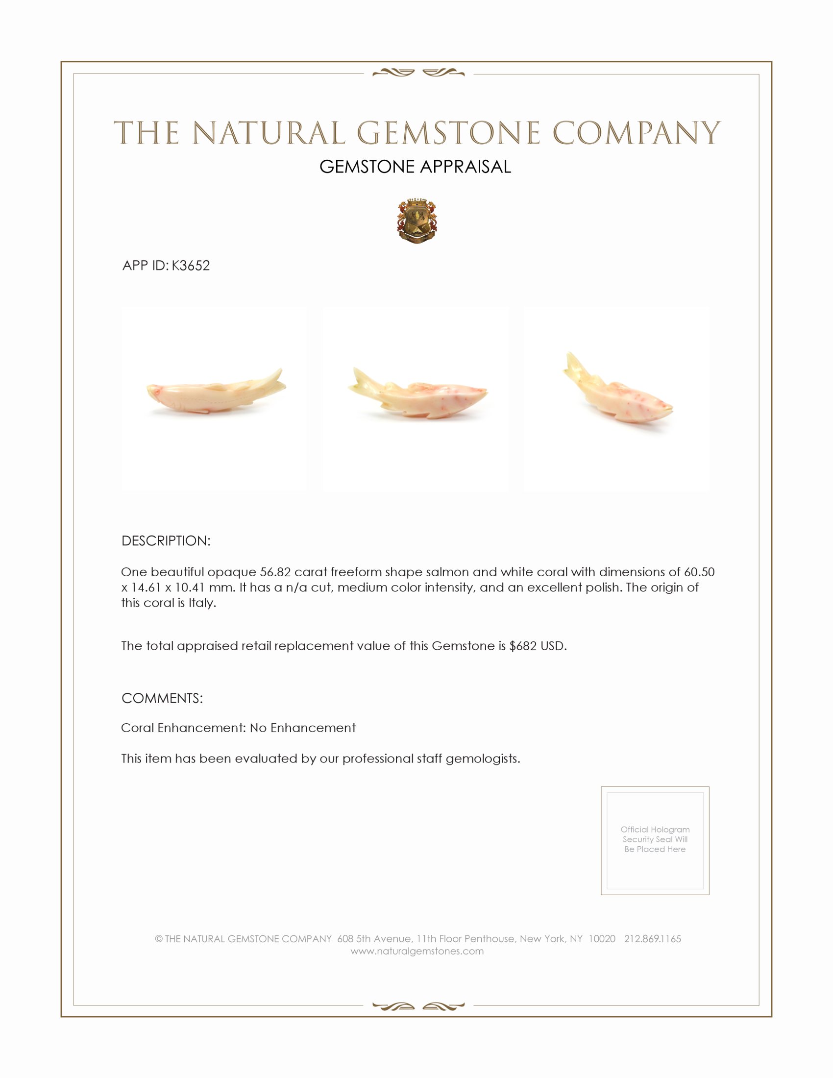 56.82 Ct. Coral from Italy