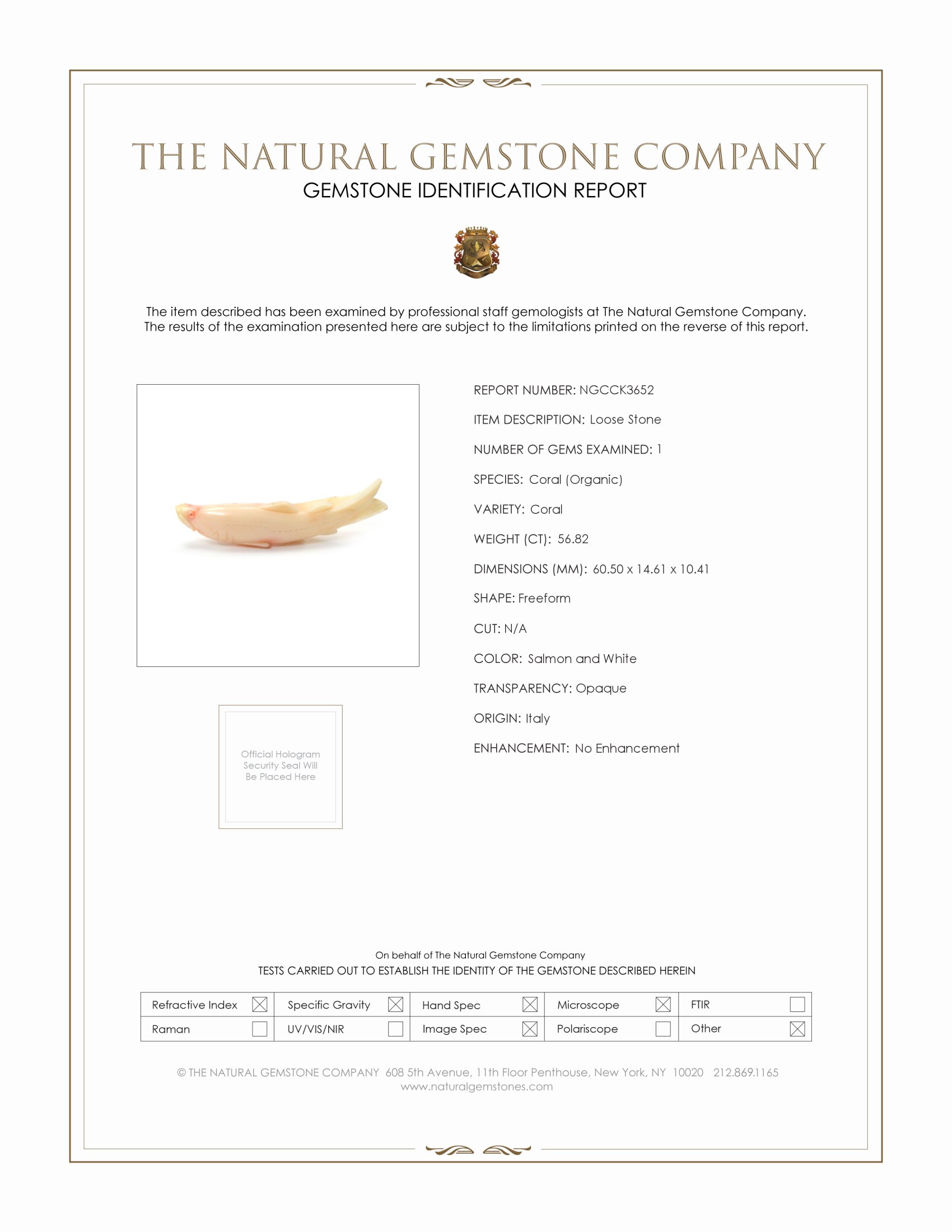 56.82 Ct. Coral from Italy