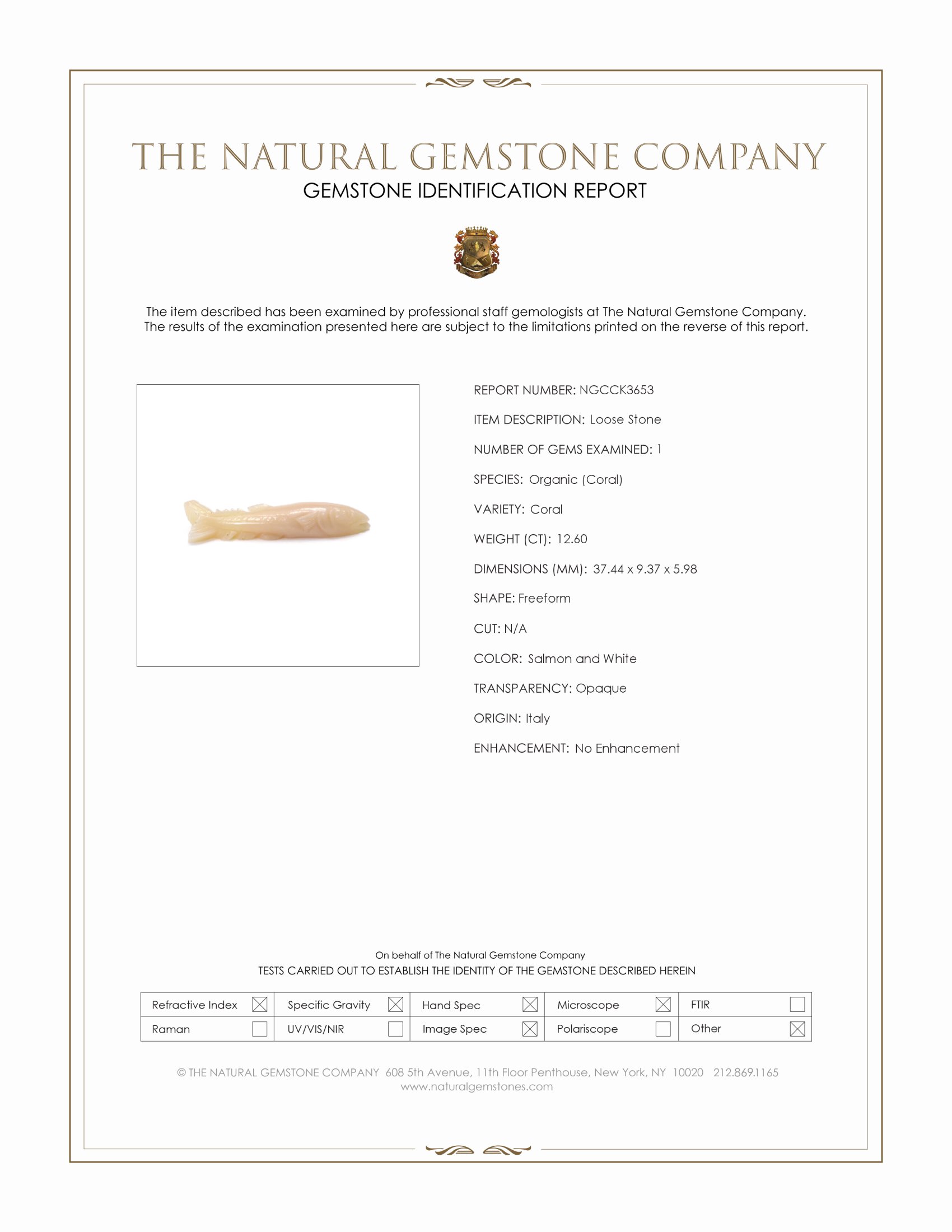 12.60 Ct. Coral from Italy