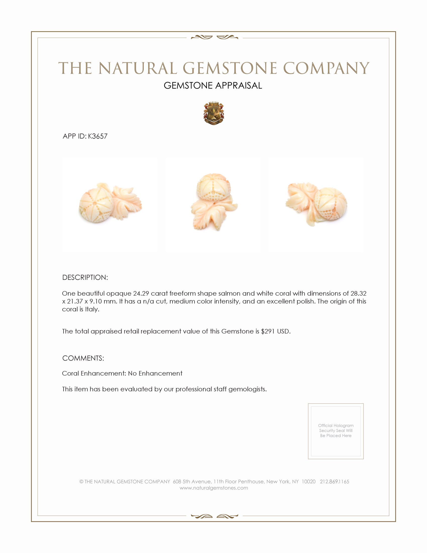 24.29 Ct. Coral from Italy