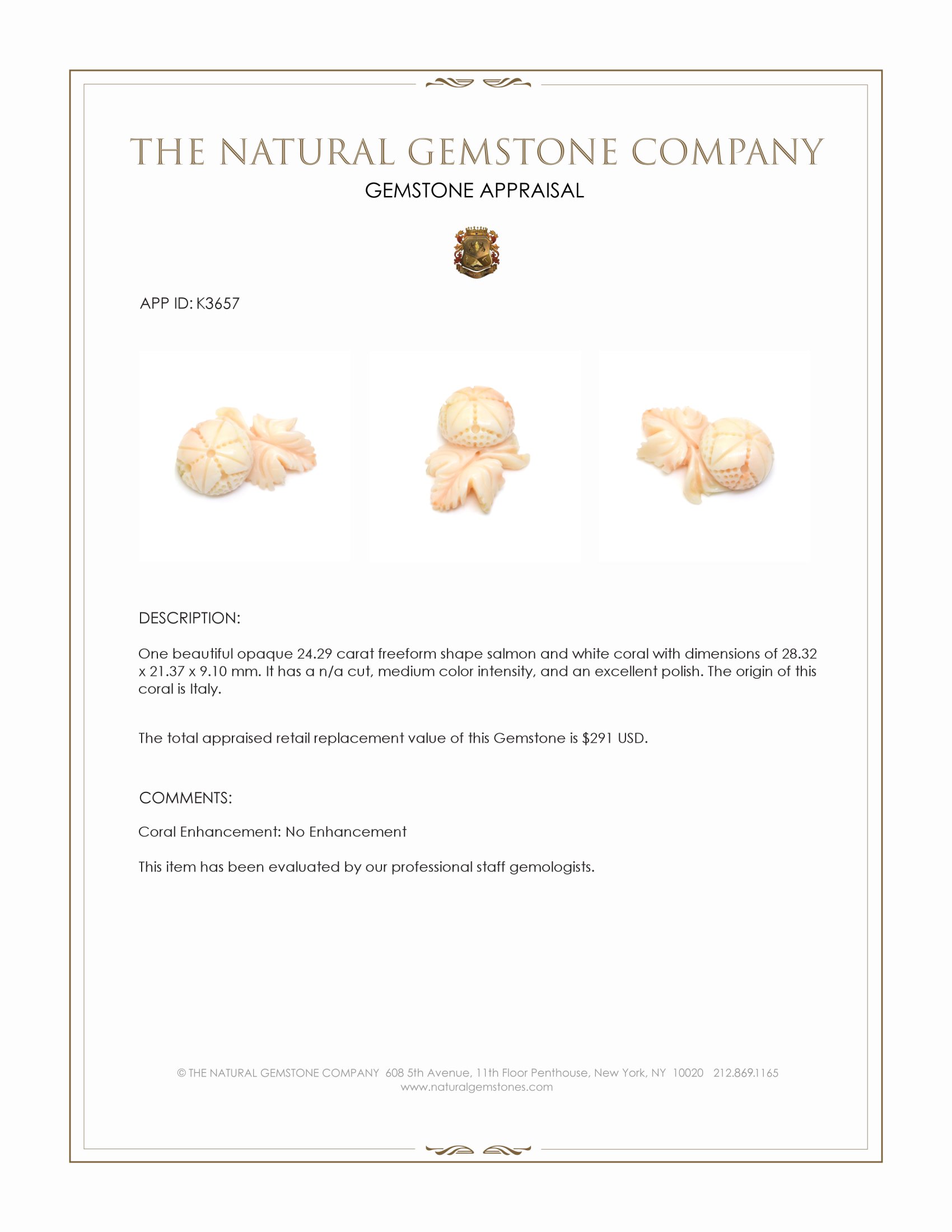 24.29 Ct. Coral from Italy