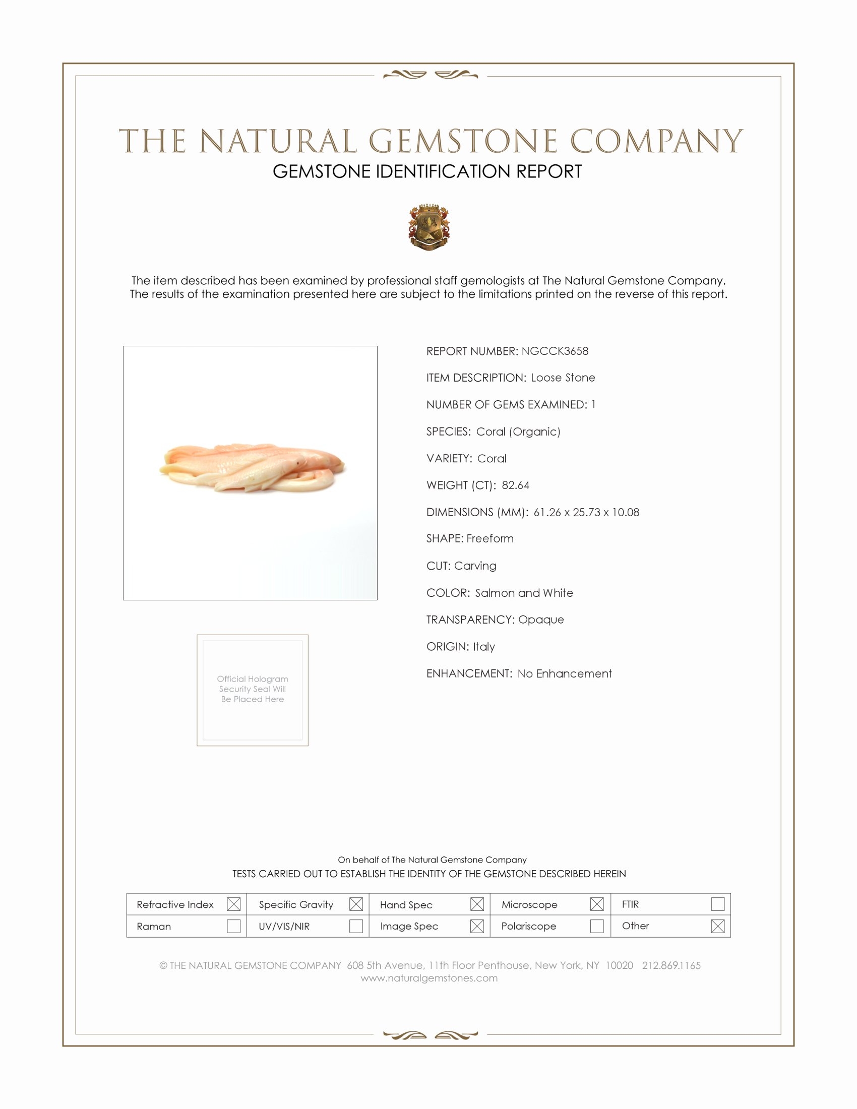 82.64 Ct. Coral from Italy