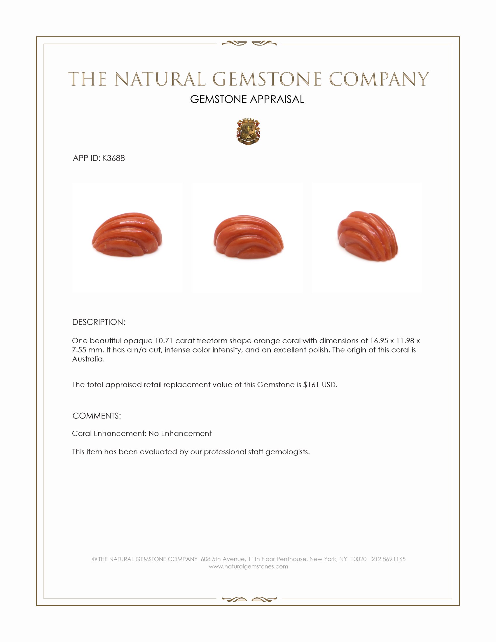 10.71 Ct. Coral from Australia