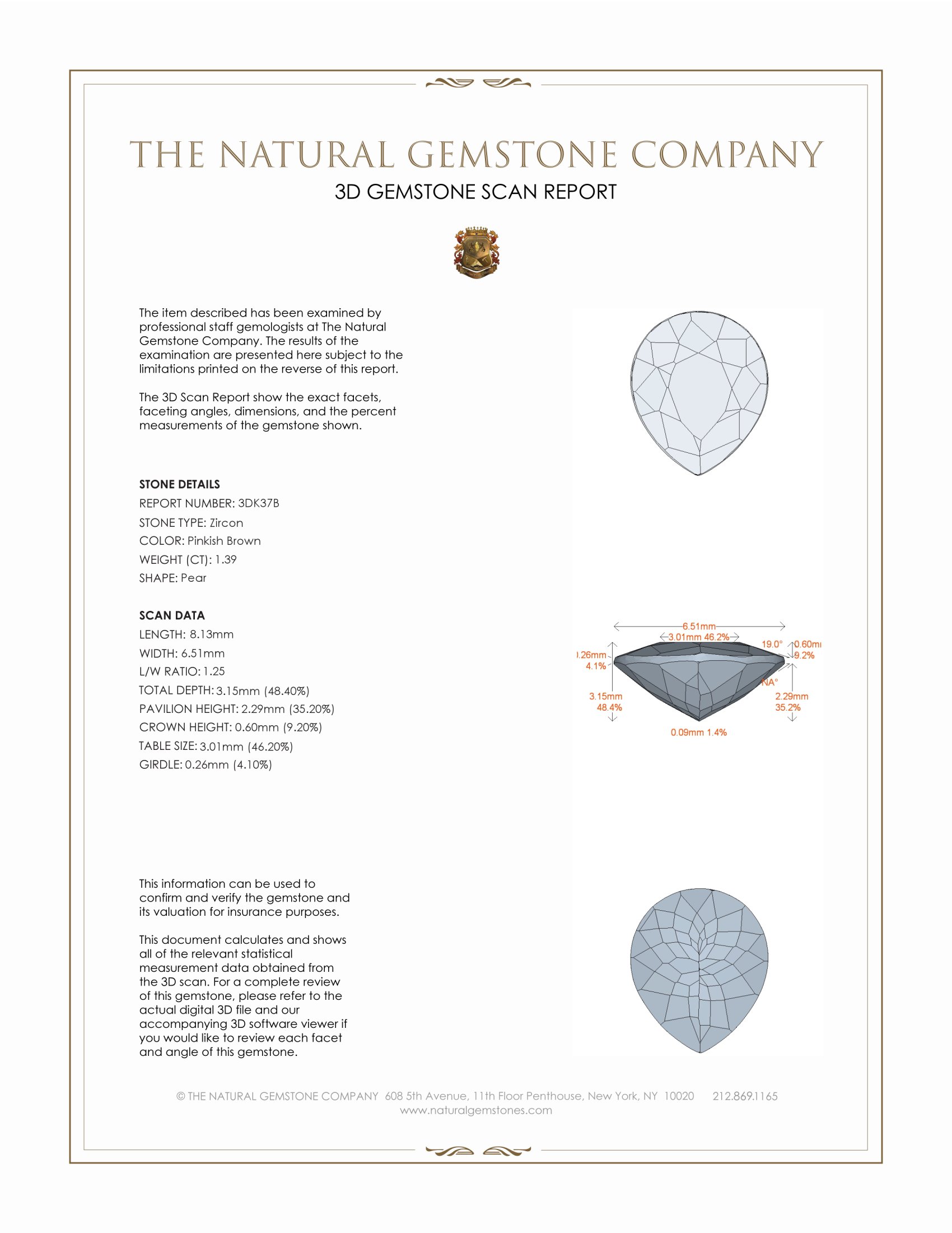 1.39 Ct. Zircon from Ceylon (Sri Lanka)