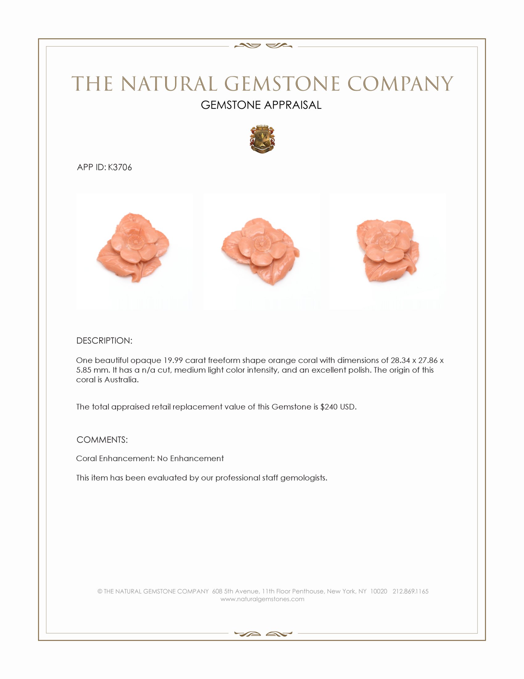 19.99 Ct. Coral from Australia