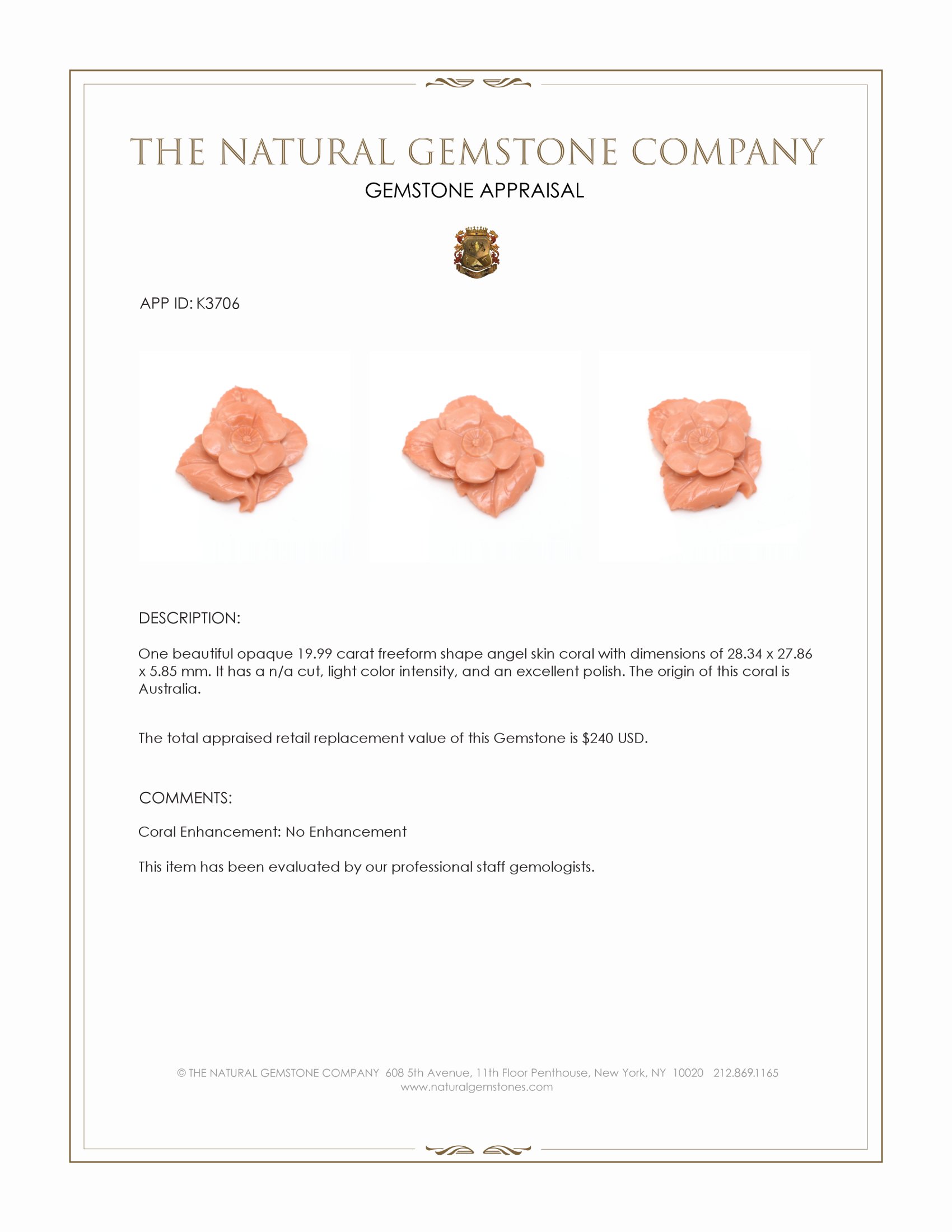 19.99 Ct. Coral from Australia