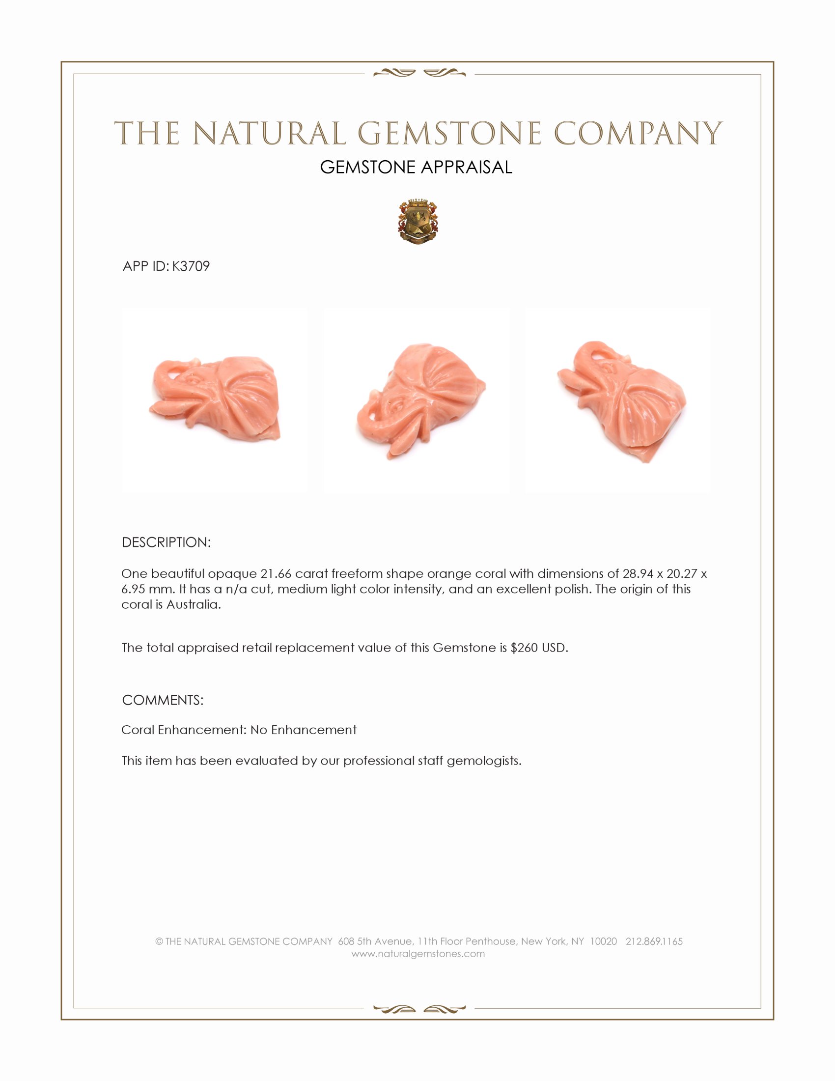 21.66 Ct. Coral from Australia