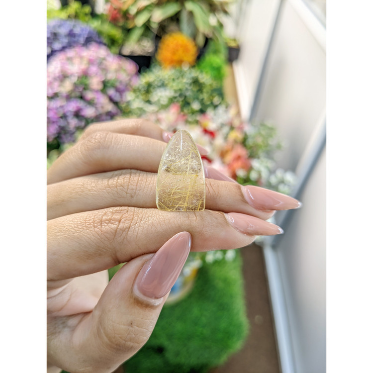 13.69 Ct. Cabochon Rutilated Quartz from India