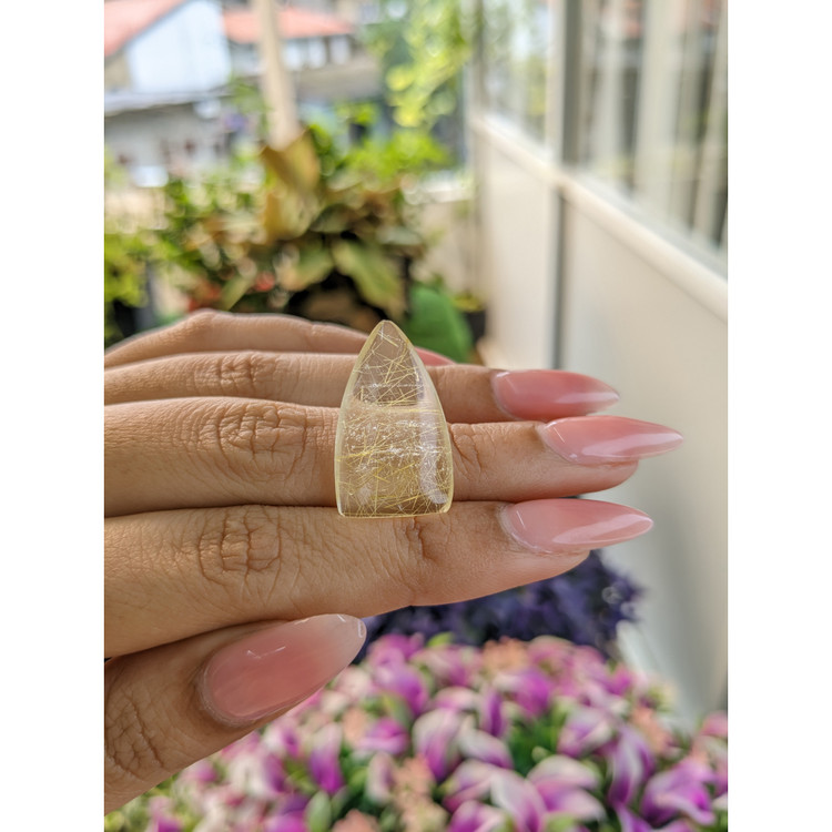 12.69 Ct. Cabochon Rutilated Quartz from India