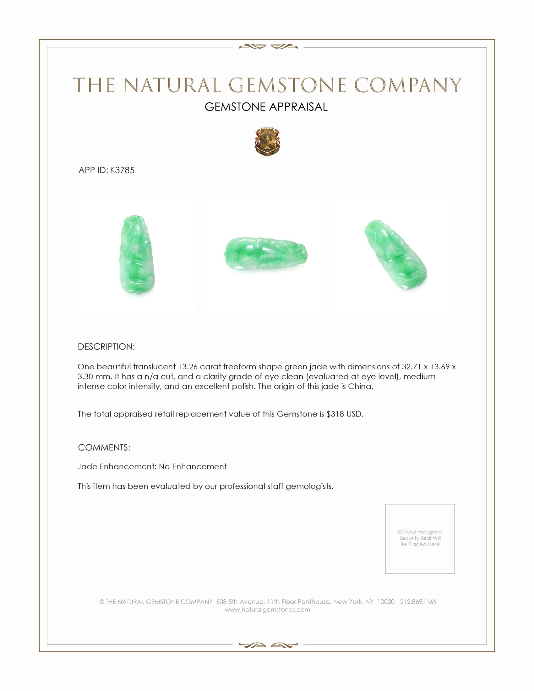 13.26 Ct. Jade from China