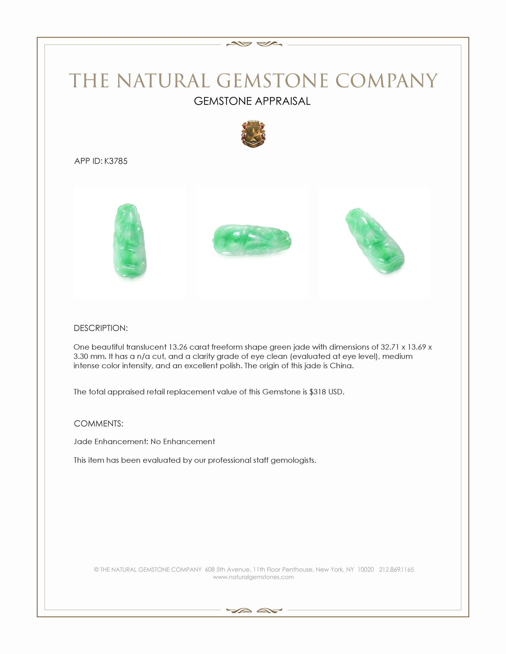 13.26 Ct. Jade from China