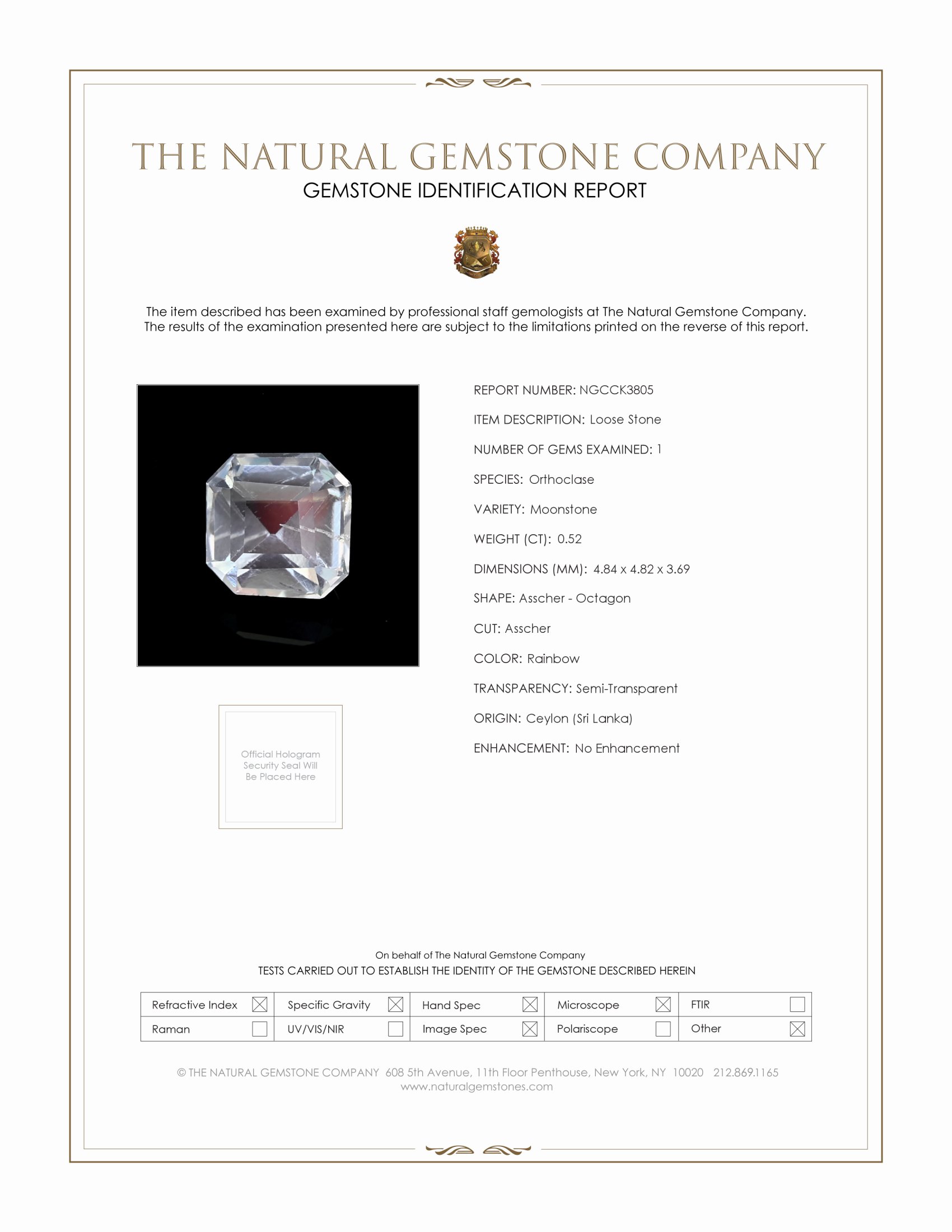 0.52 Ct. Moonstone from Ceylon (Sri Lanka)
