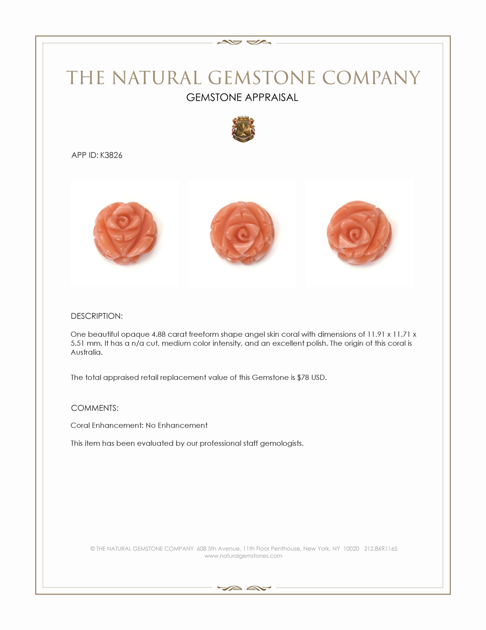 4.88 Ct. Coral from Australia