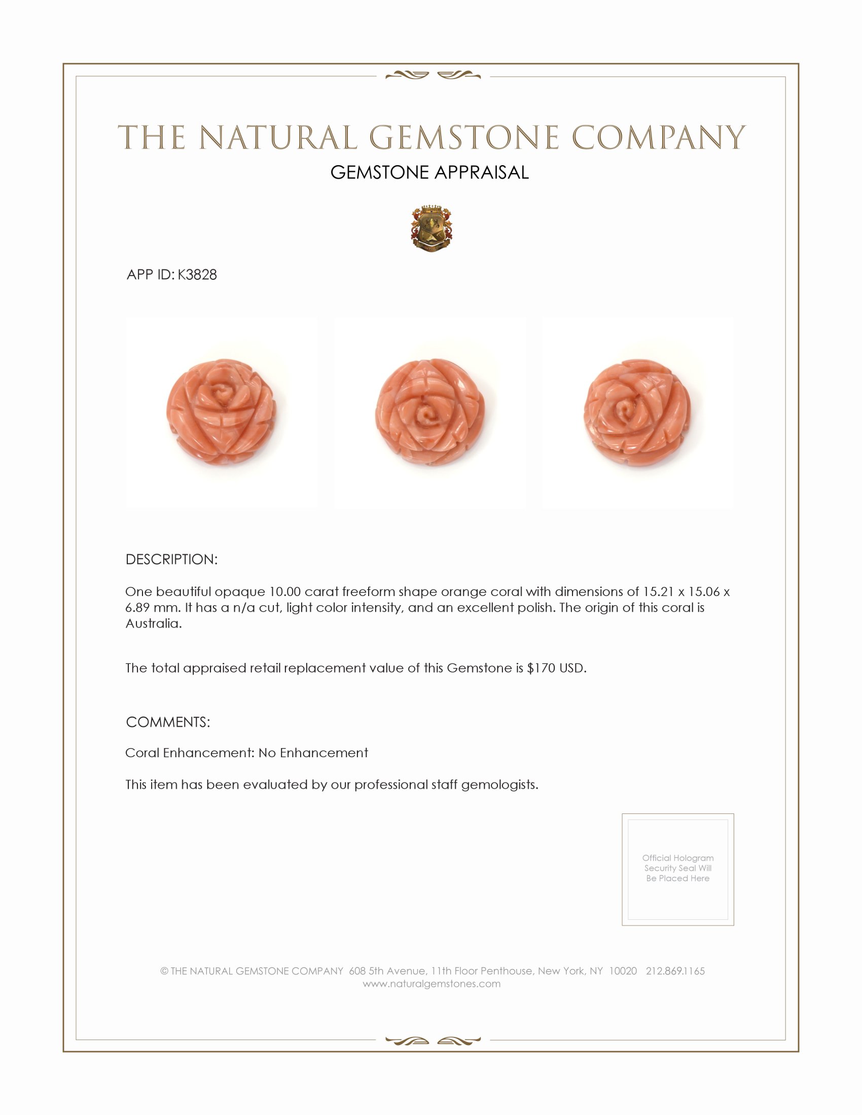 10.00 Ct. Coral from Australia