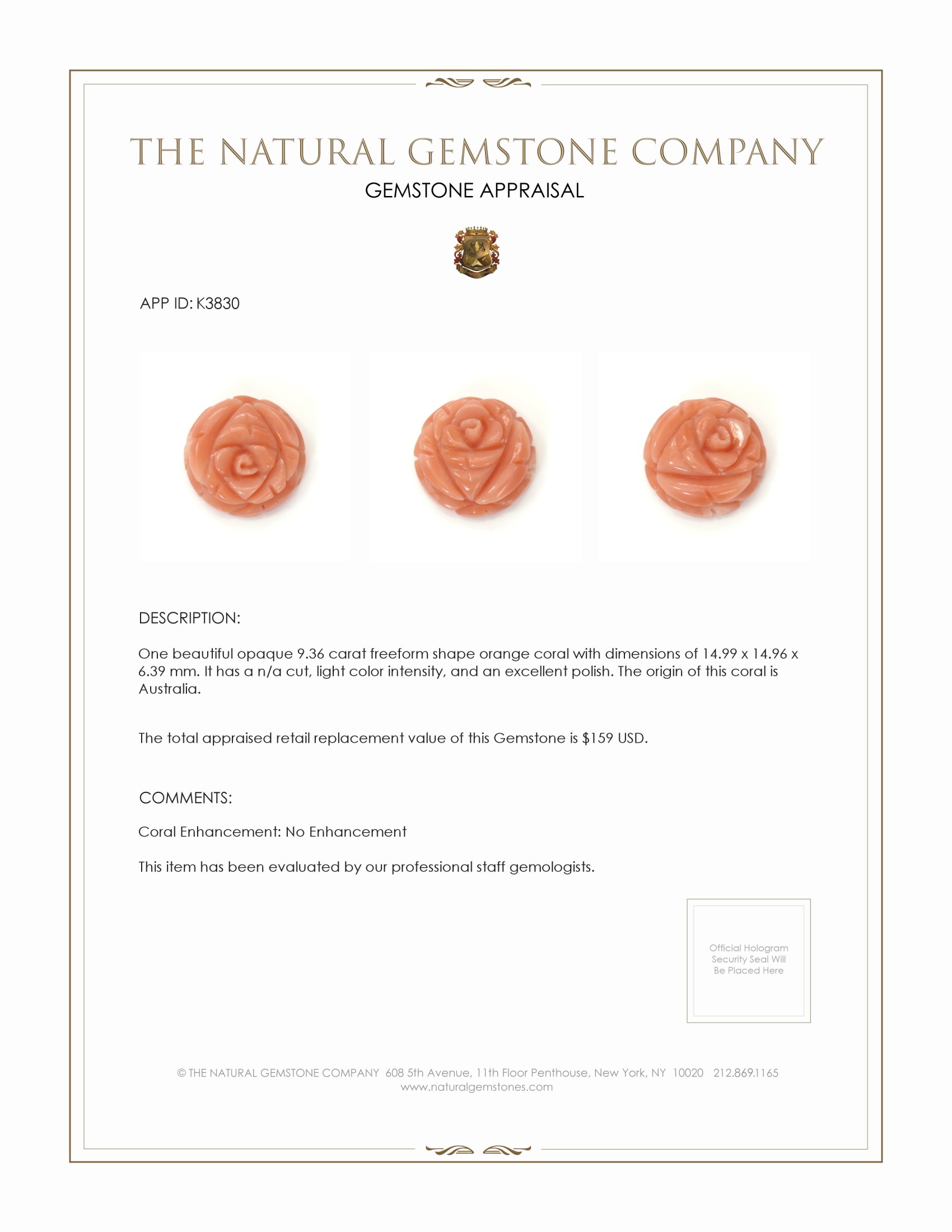 9.36 Ct. Coral from Australia