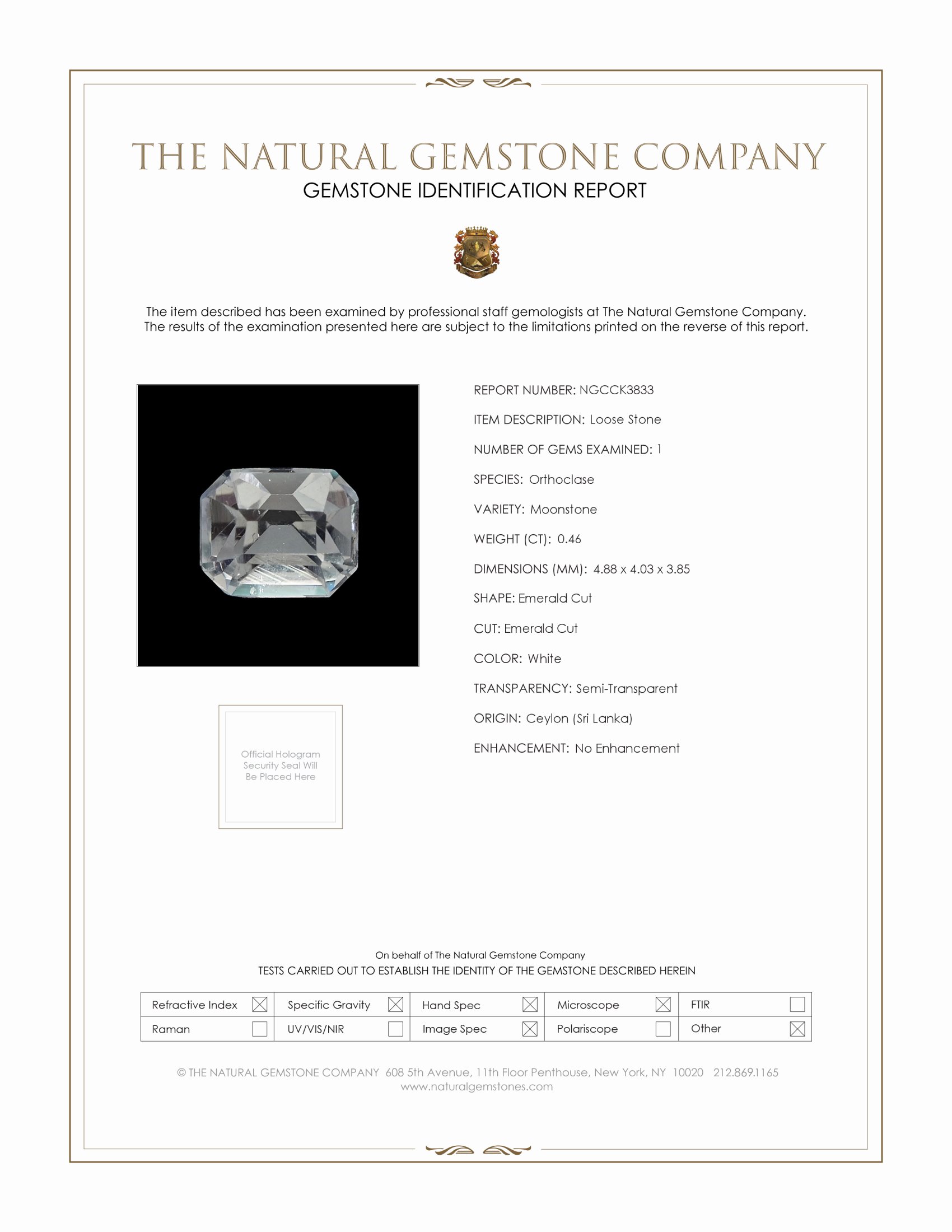 0.46 Ct. Rainbow Moonstone from Ceylon (Sri Lanka)
