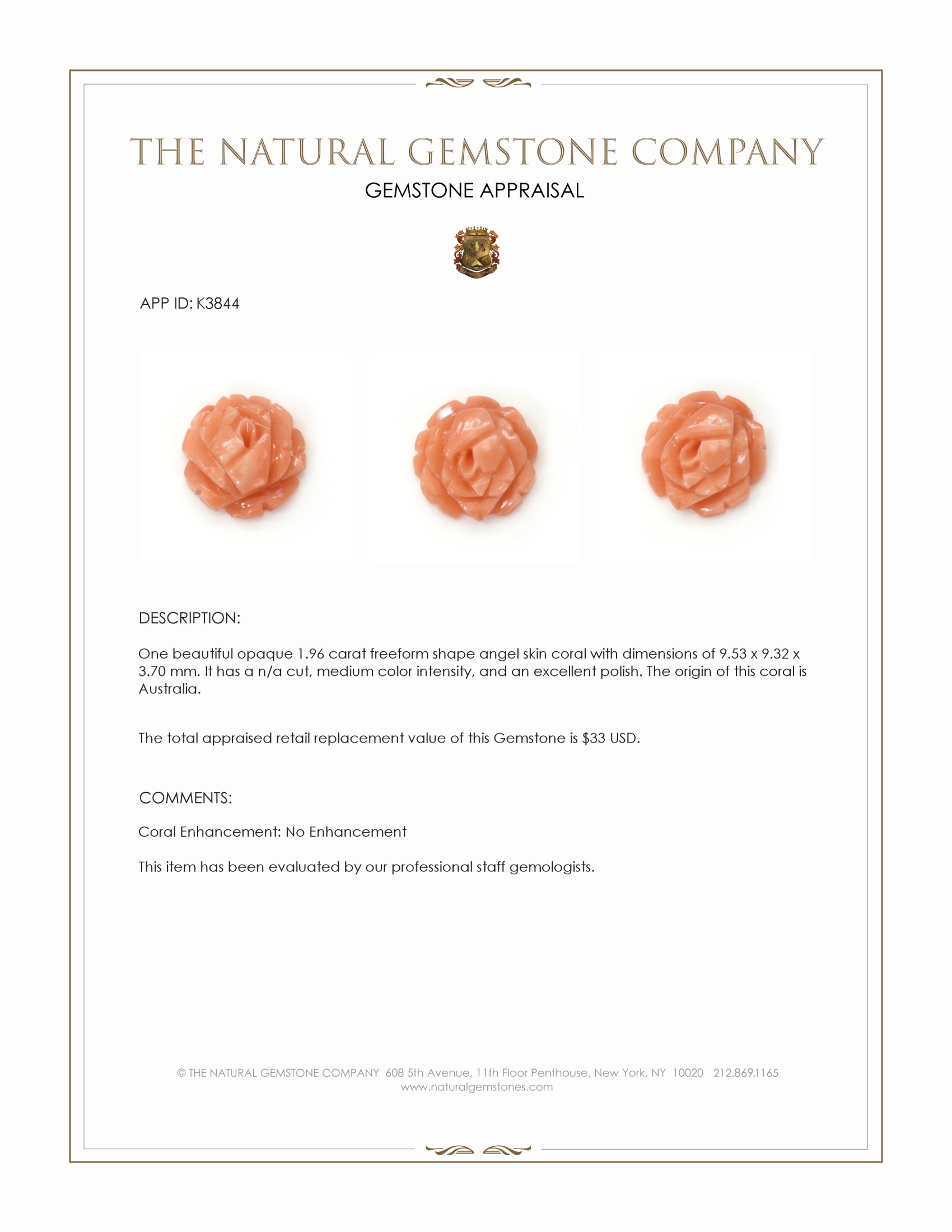 1.96 Ct. Coral from Australia