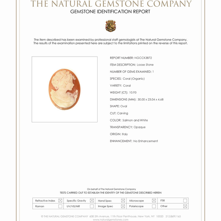 10.93 Ct. Coral from Italy