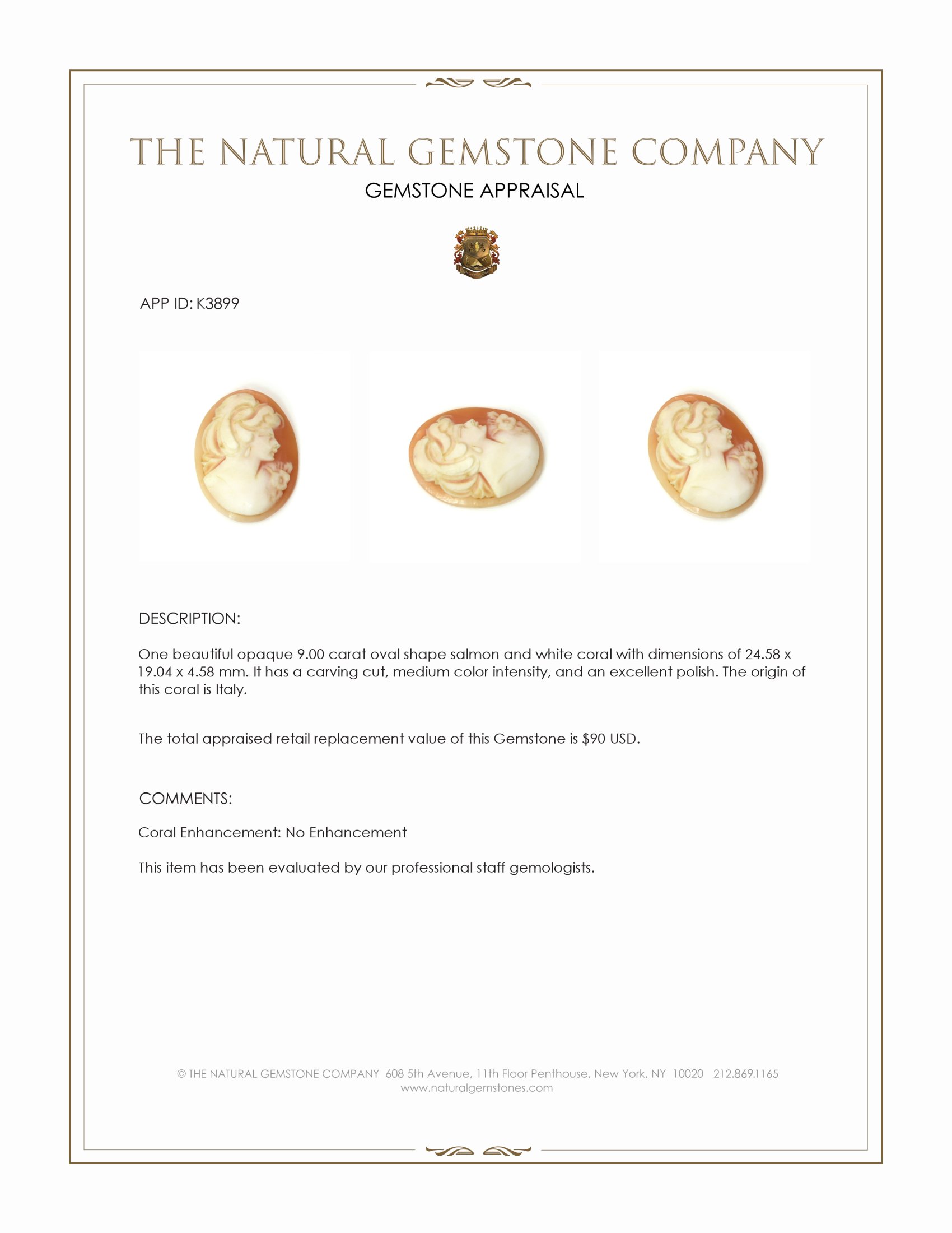 9.00 Ct. Coral from Italy