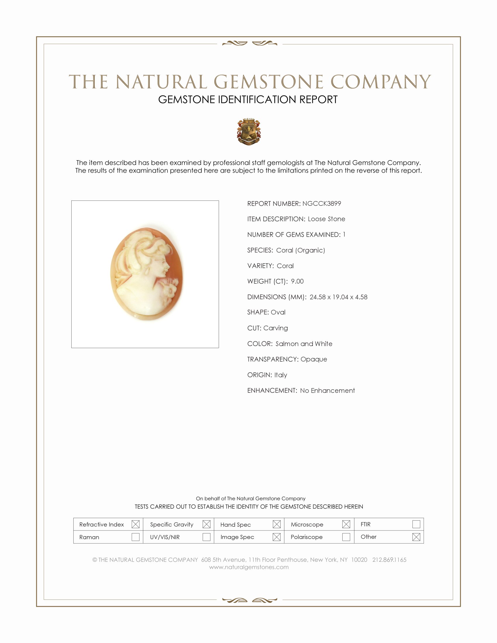 9.00 Ct. Coral from Italy