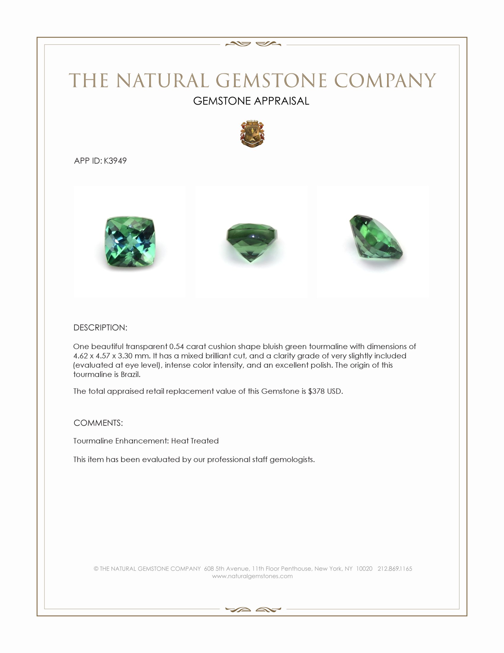 0.54 Ct. Tourmaline from Brazil