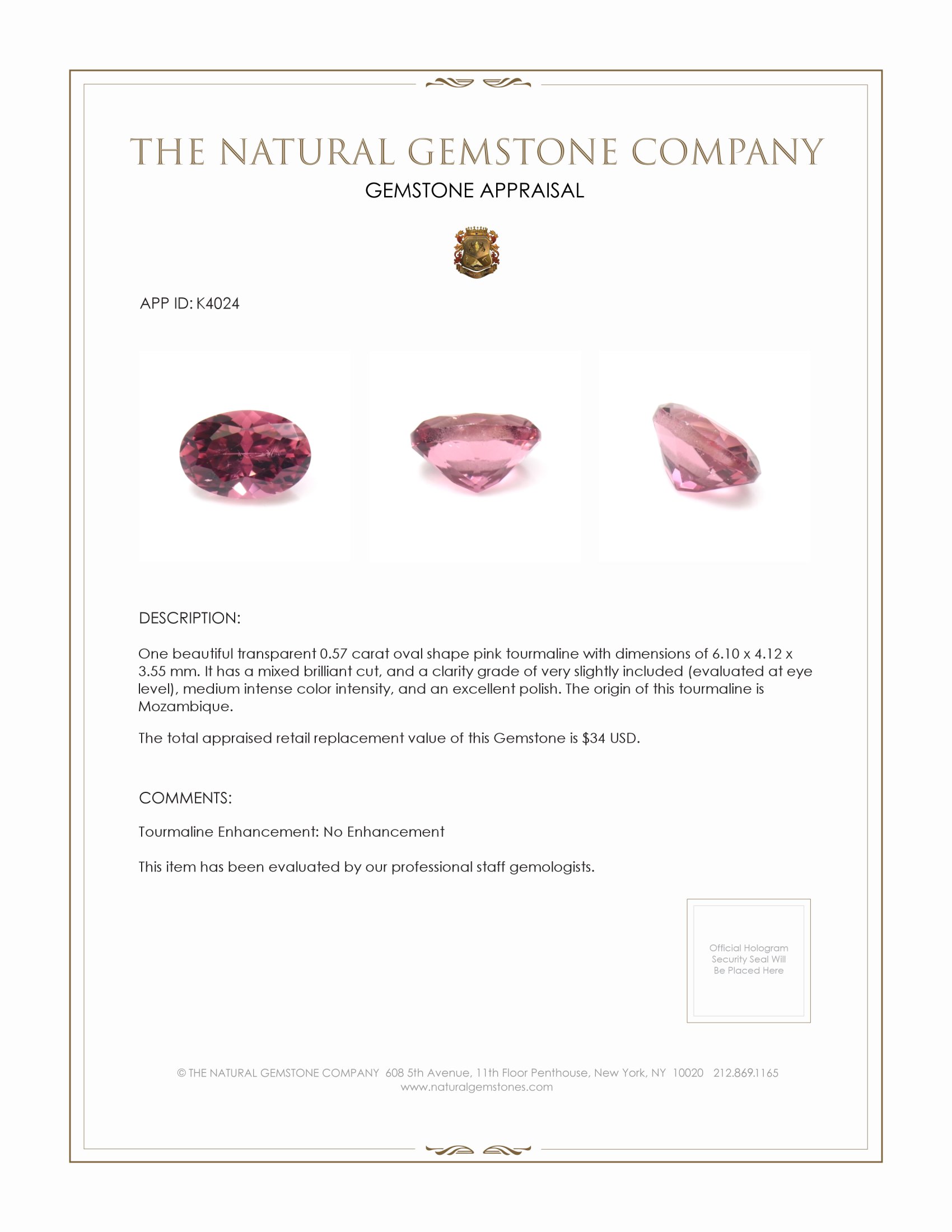 0.57 Ct. Tourmaline from Mozambique