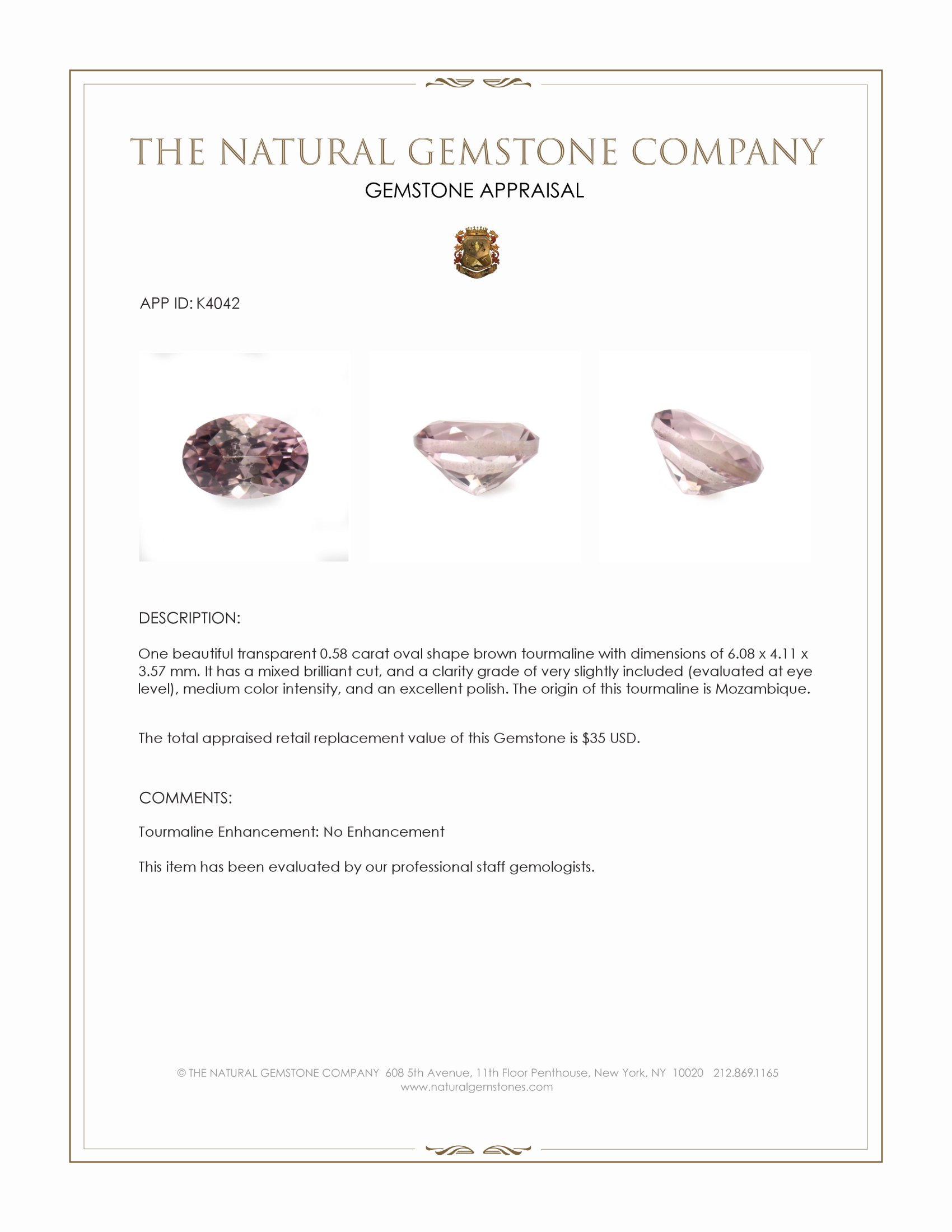 0.58 Ct. Tourmaline from Mozambique