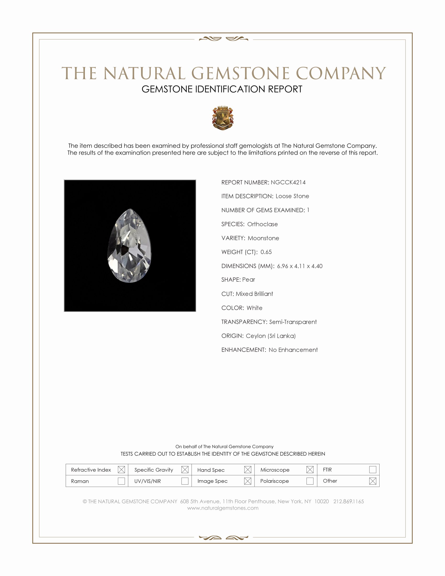 0.65 Ct. Moonstone from Ceylon (Sri Lanka)