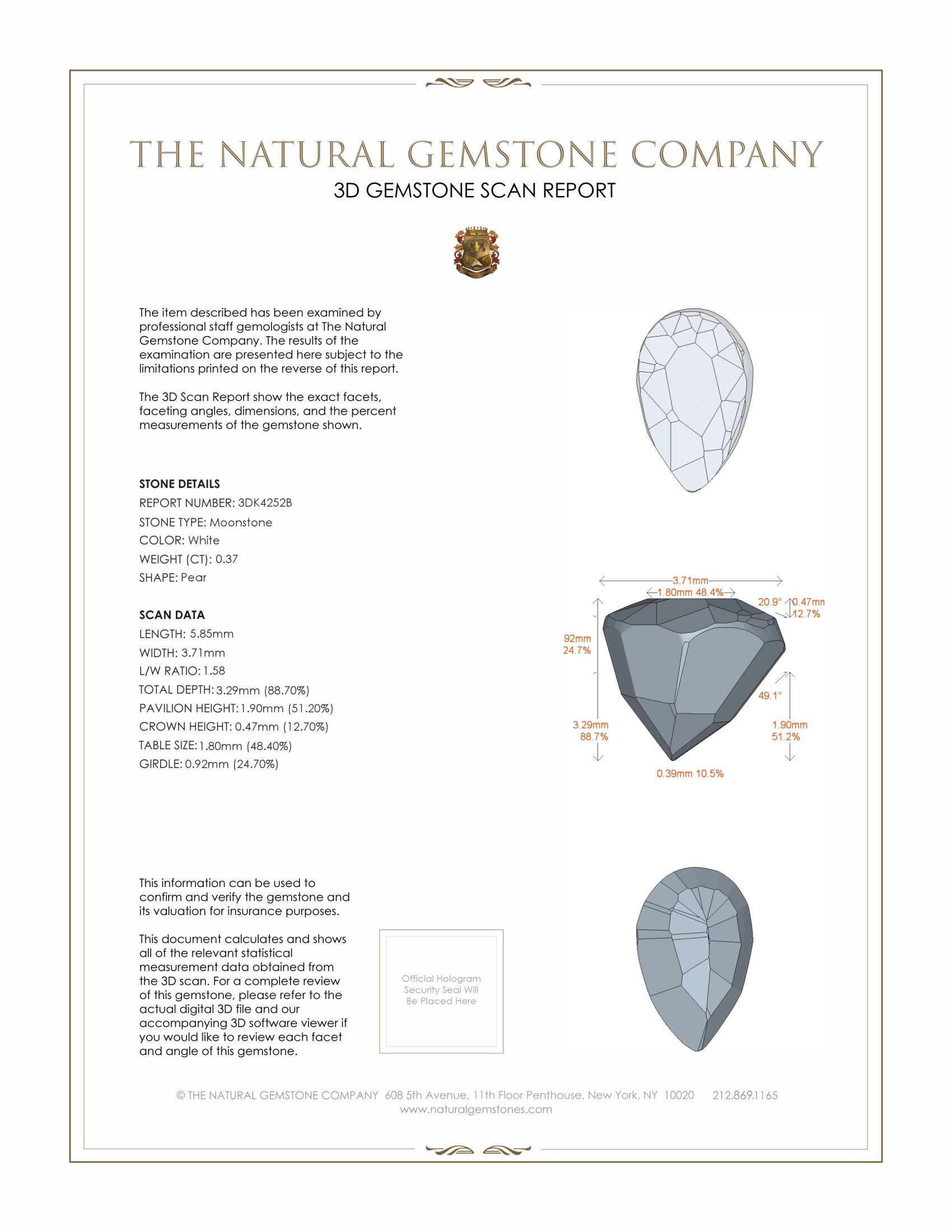 0.37 Ct. Moonstone from Ceylon (Sri Lanka)