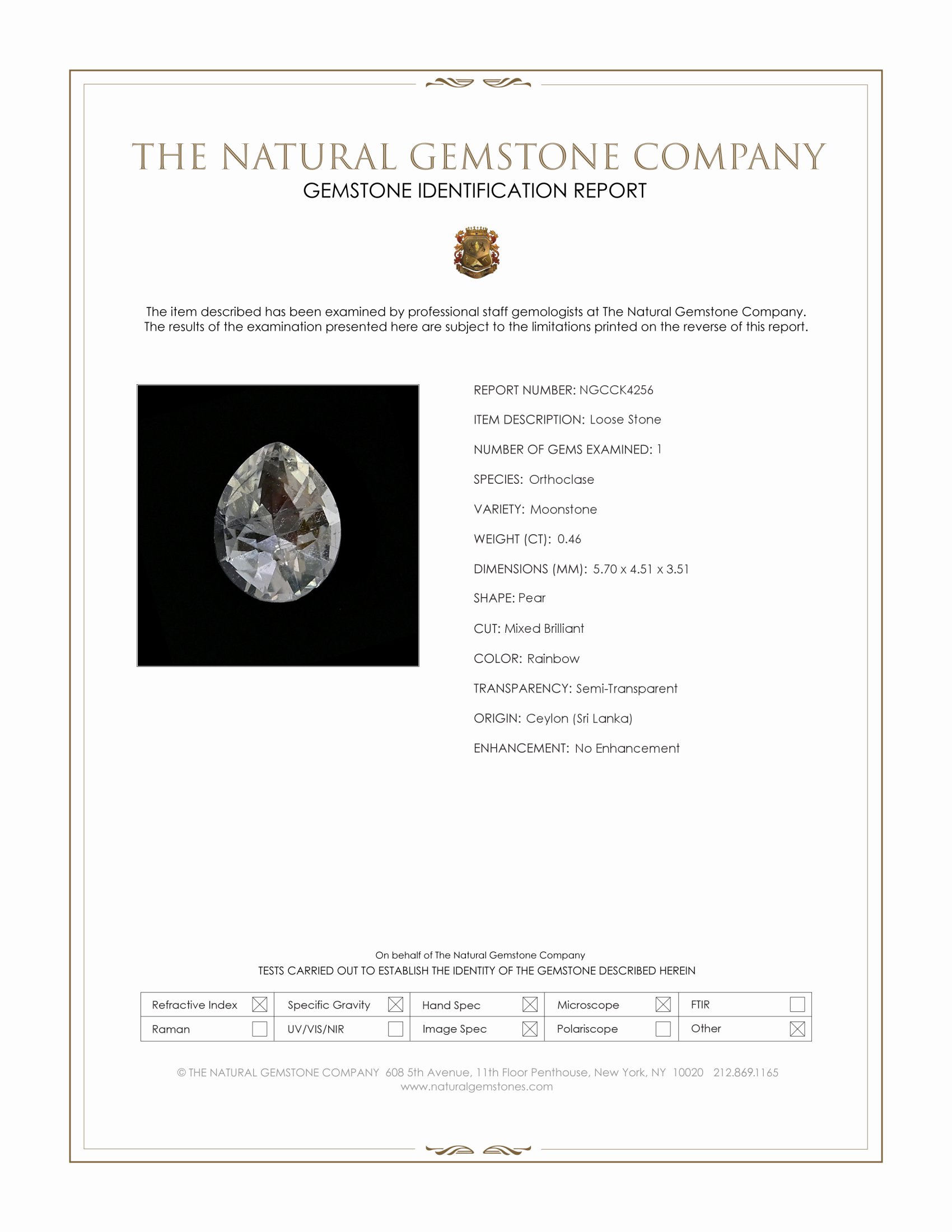 0.46 Ct. Moonstone from Ceylon (Sri Lanka)
