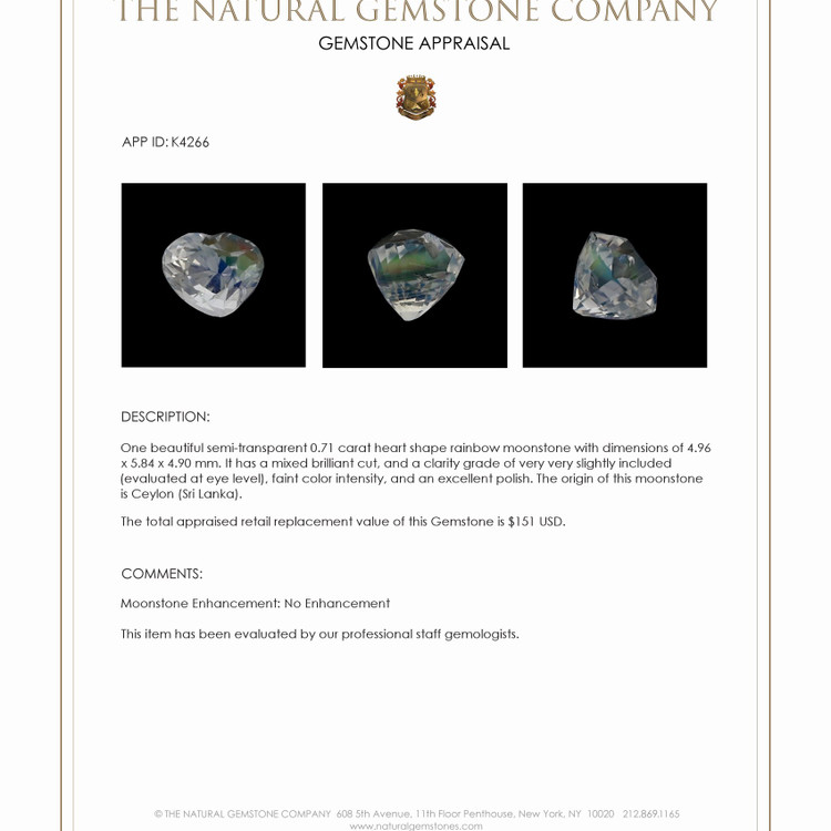 0.71 Ct. Moonstone from Ceylon (Sri Lanka)