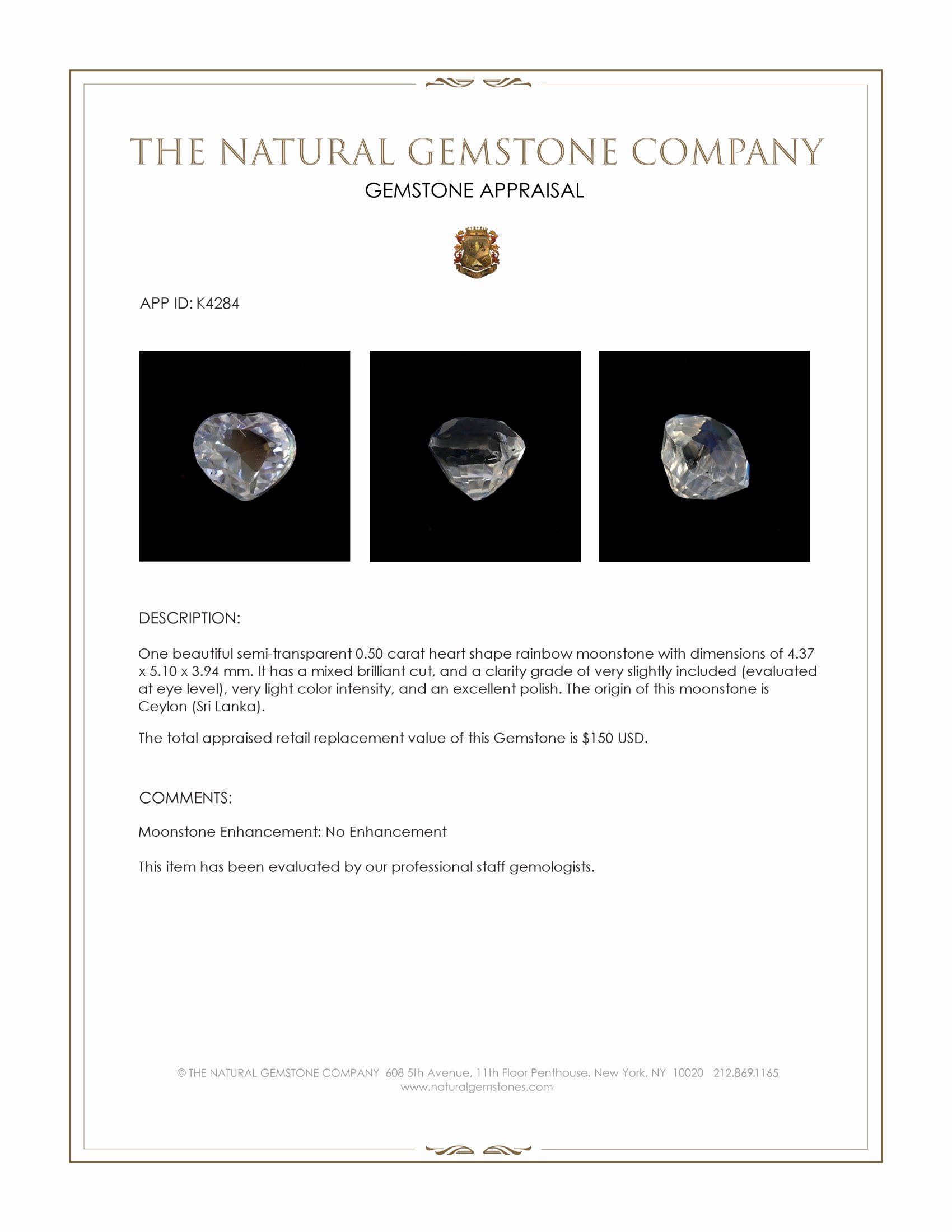 0.50 Ct. Moonstone from Ceylon (Sri Lanka)