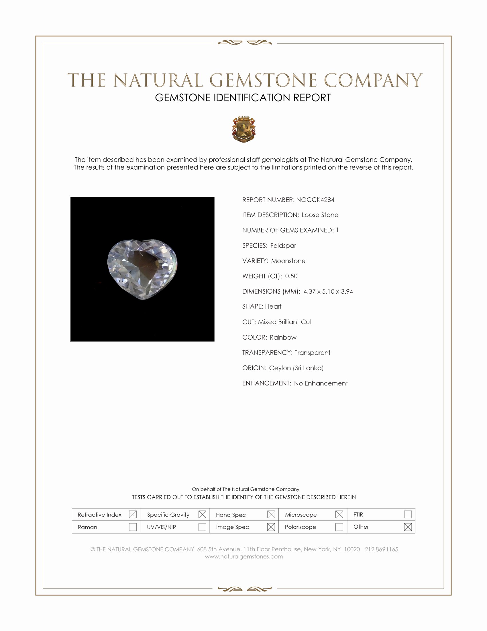 0.50 Ct. Rainbow Moonstone from Ceylon (Sri Lanka)