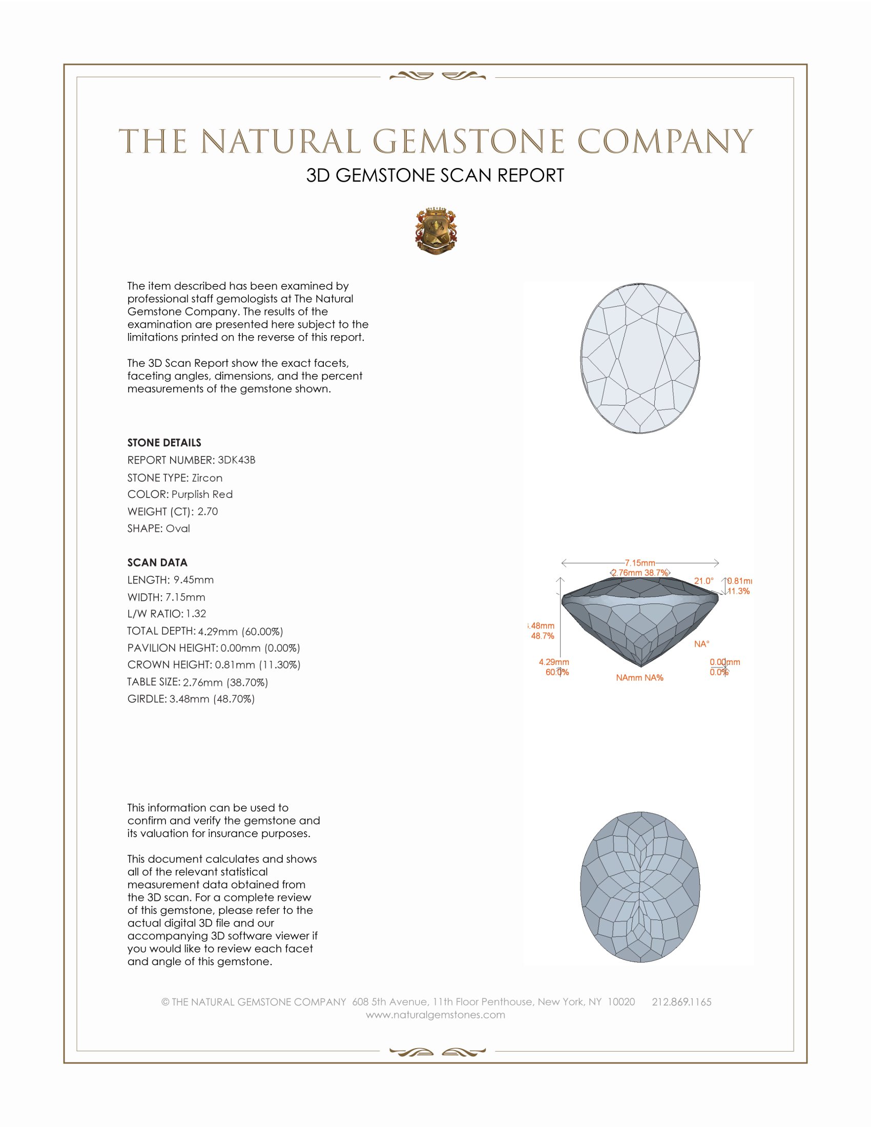 2.70 Ct. Zircon from Ceylon (Sri Lanka)