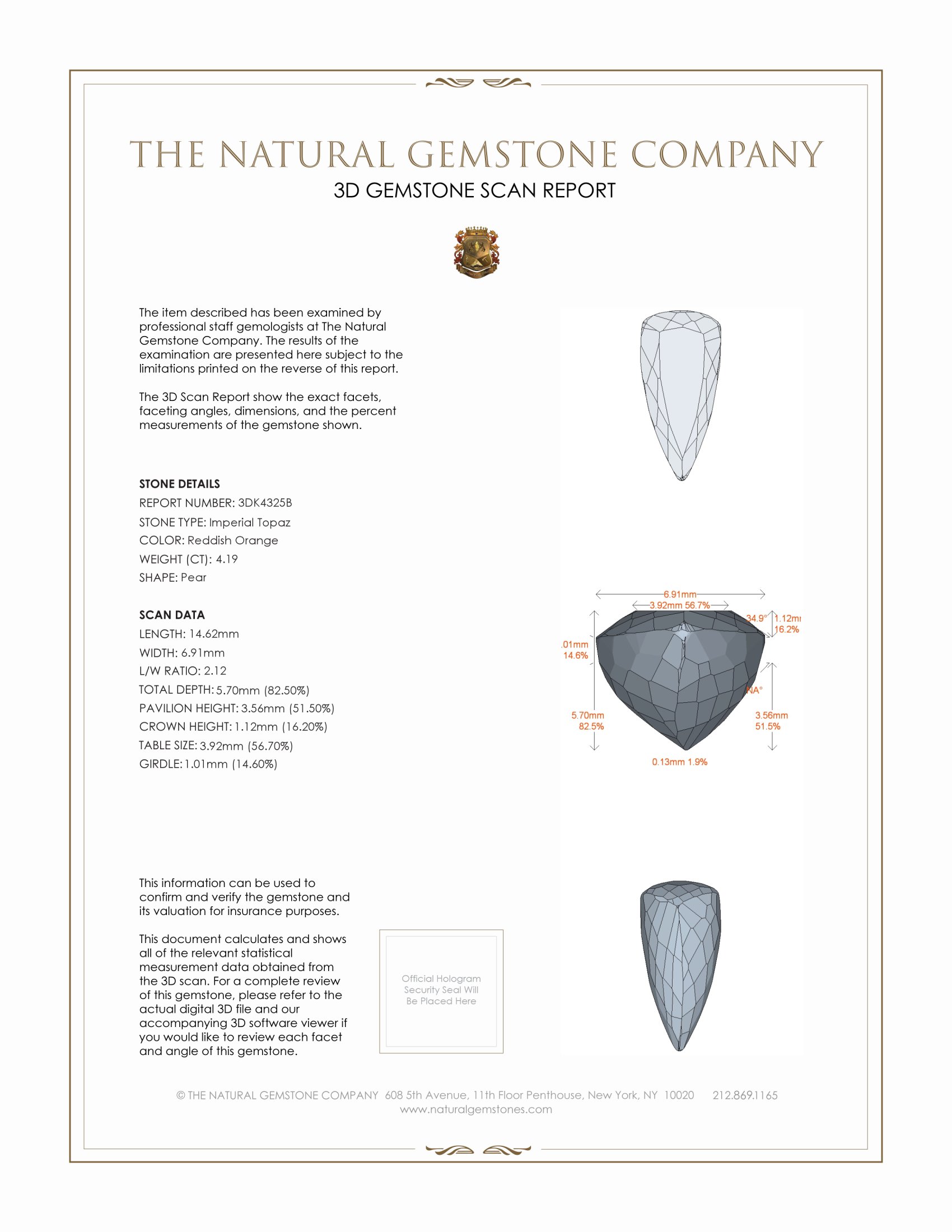 4.19 Ct. Imperial Topaz from Brazil