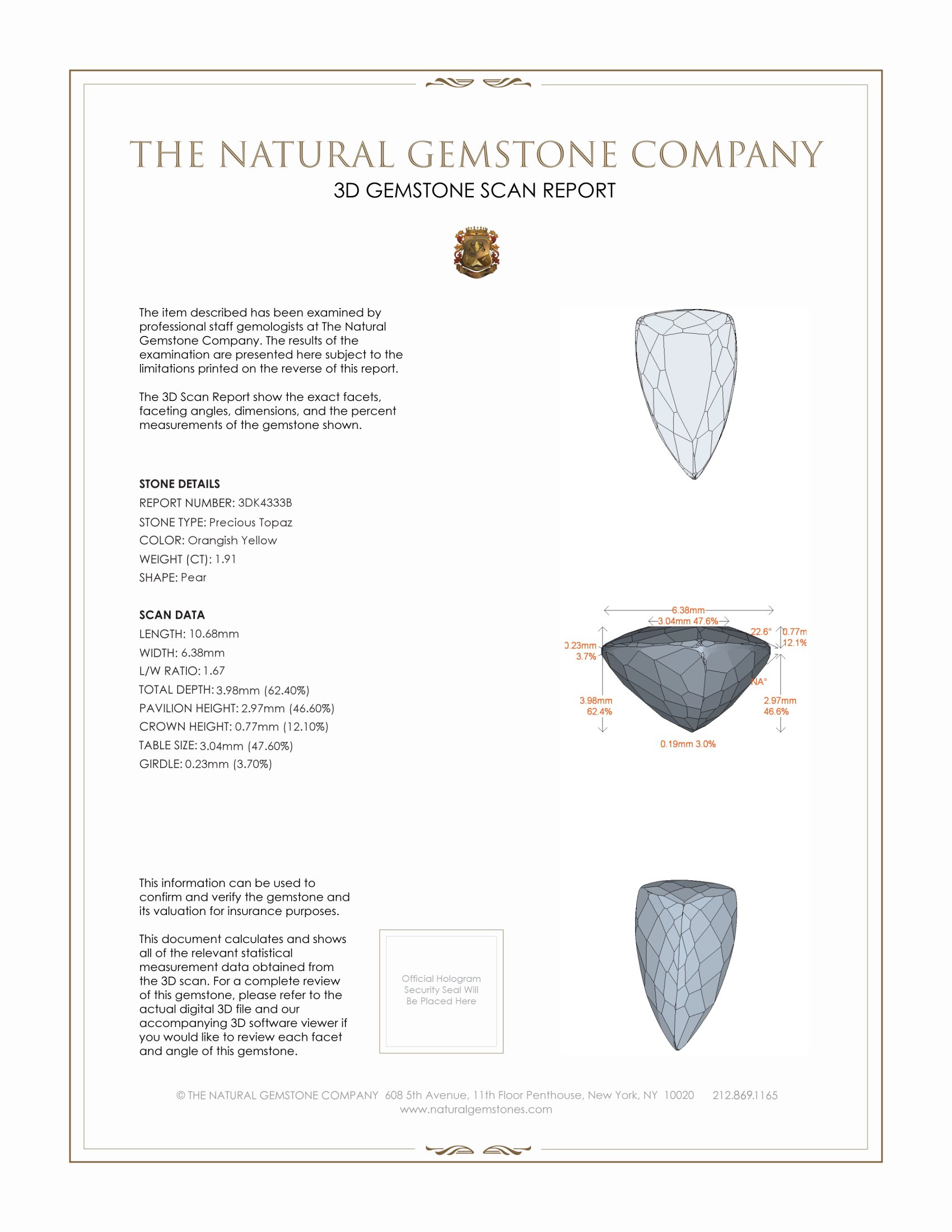 1.91 Ct. Precious Topaz from Brazil