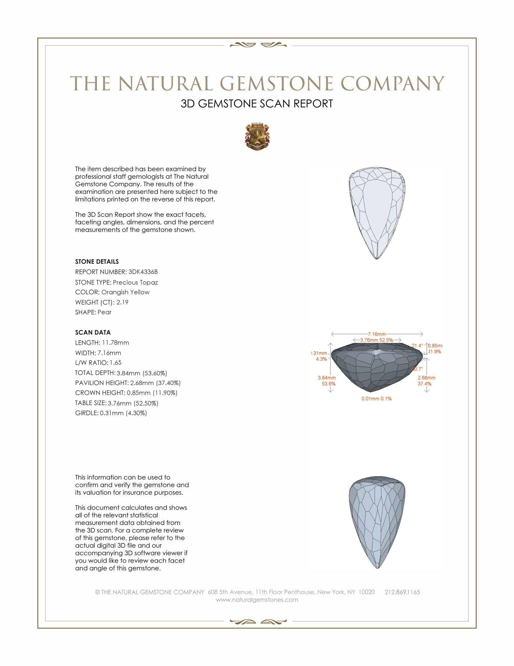 2.19 Ct. Precious Topaz from Brazil