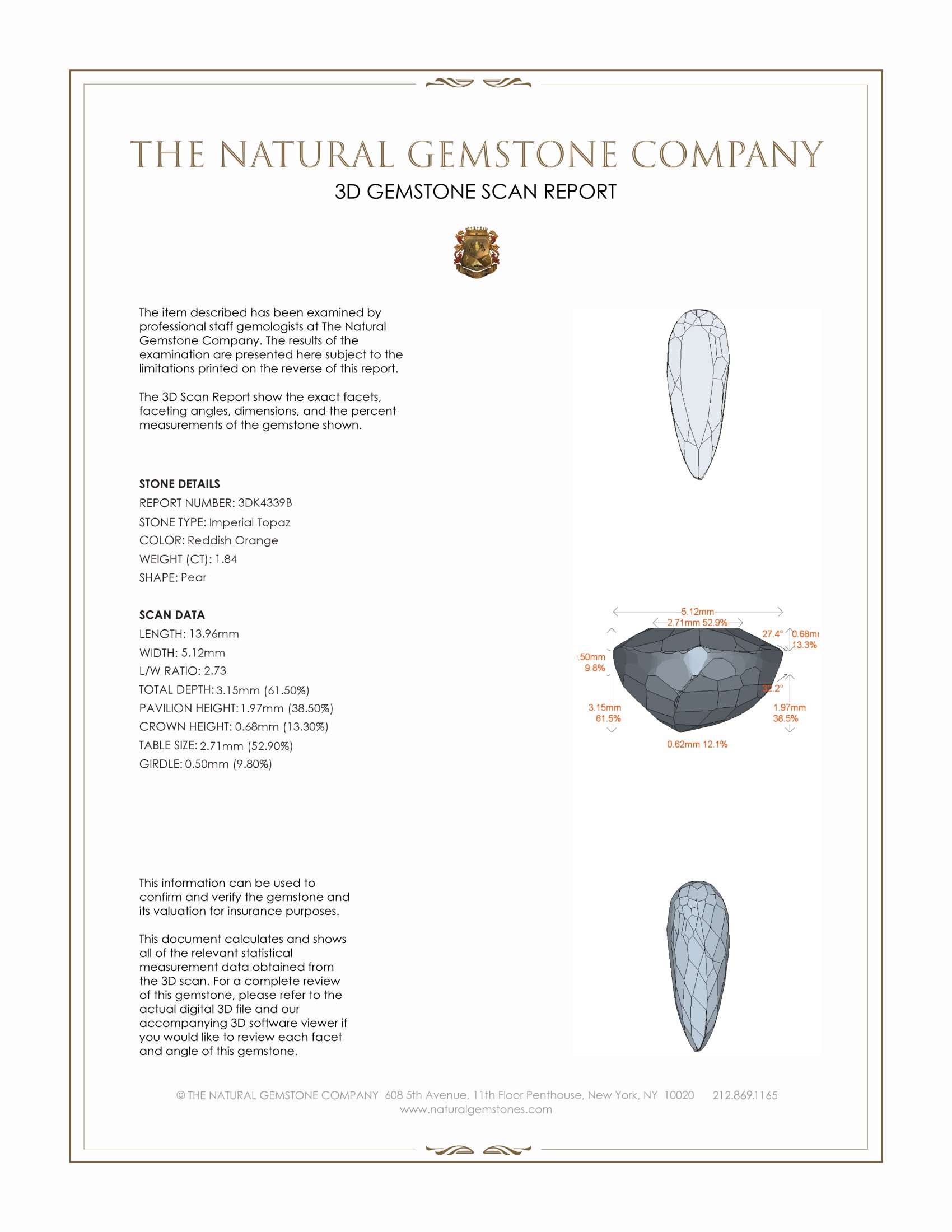 1.84 Ct. Imperial Topaz from Brazil