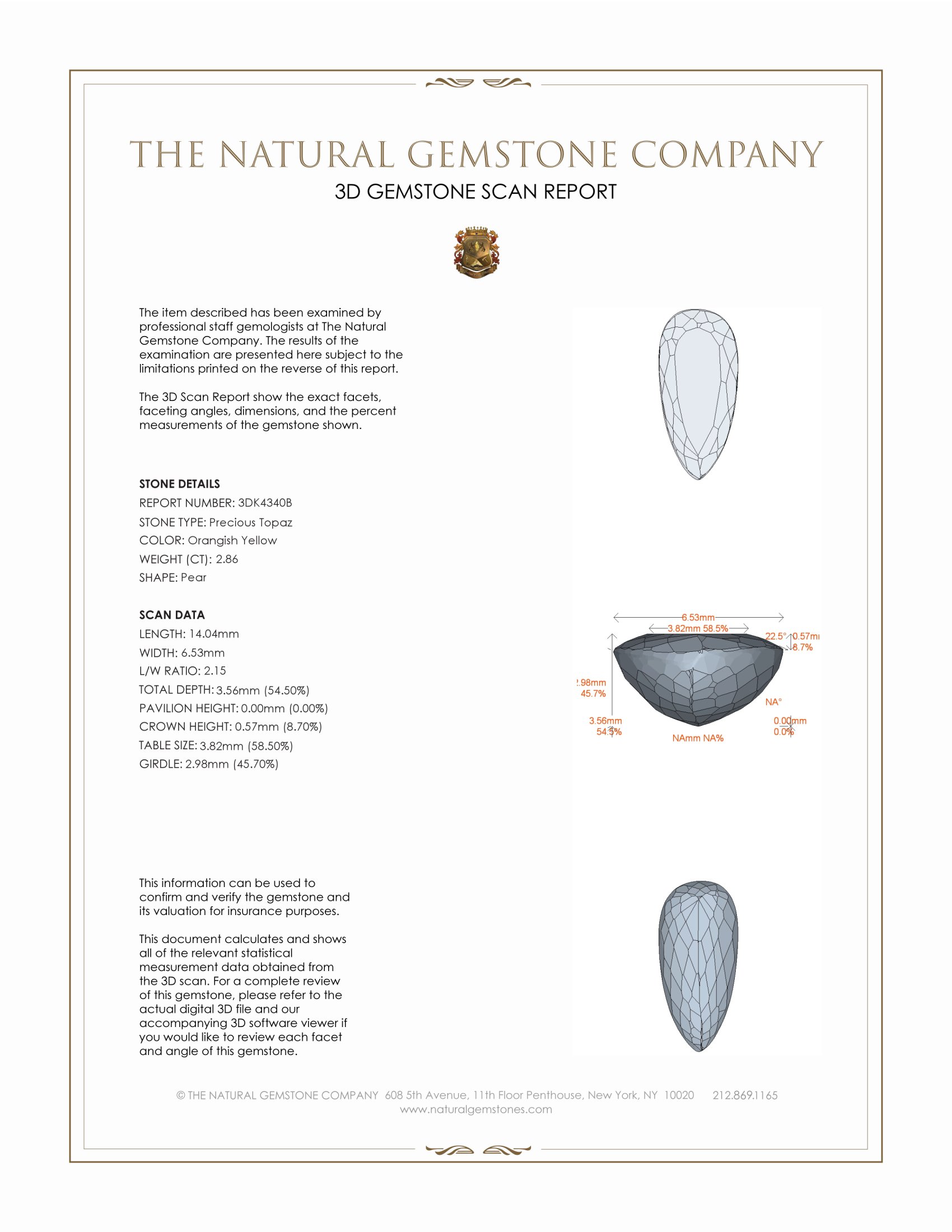 2.86 Ct. Precious Topaz from Brazil