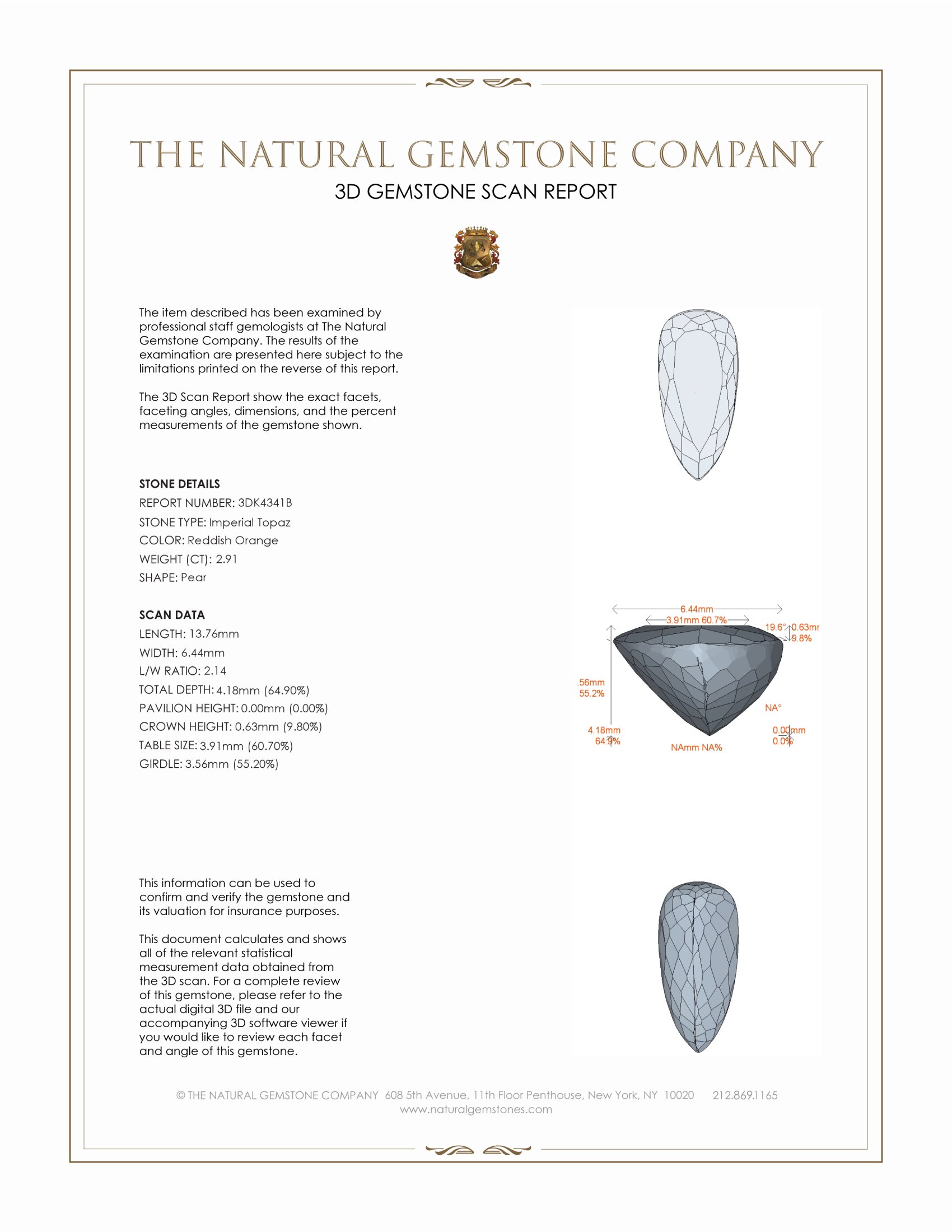 2.91 Ct. Imperial Topaz from Brazil