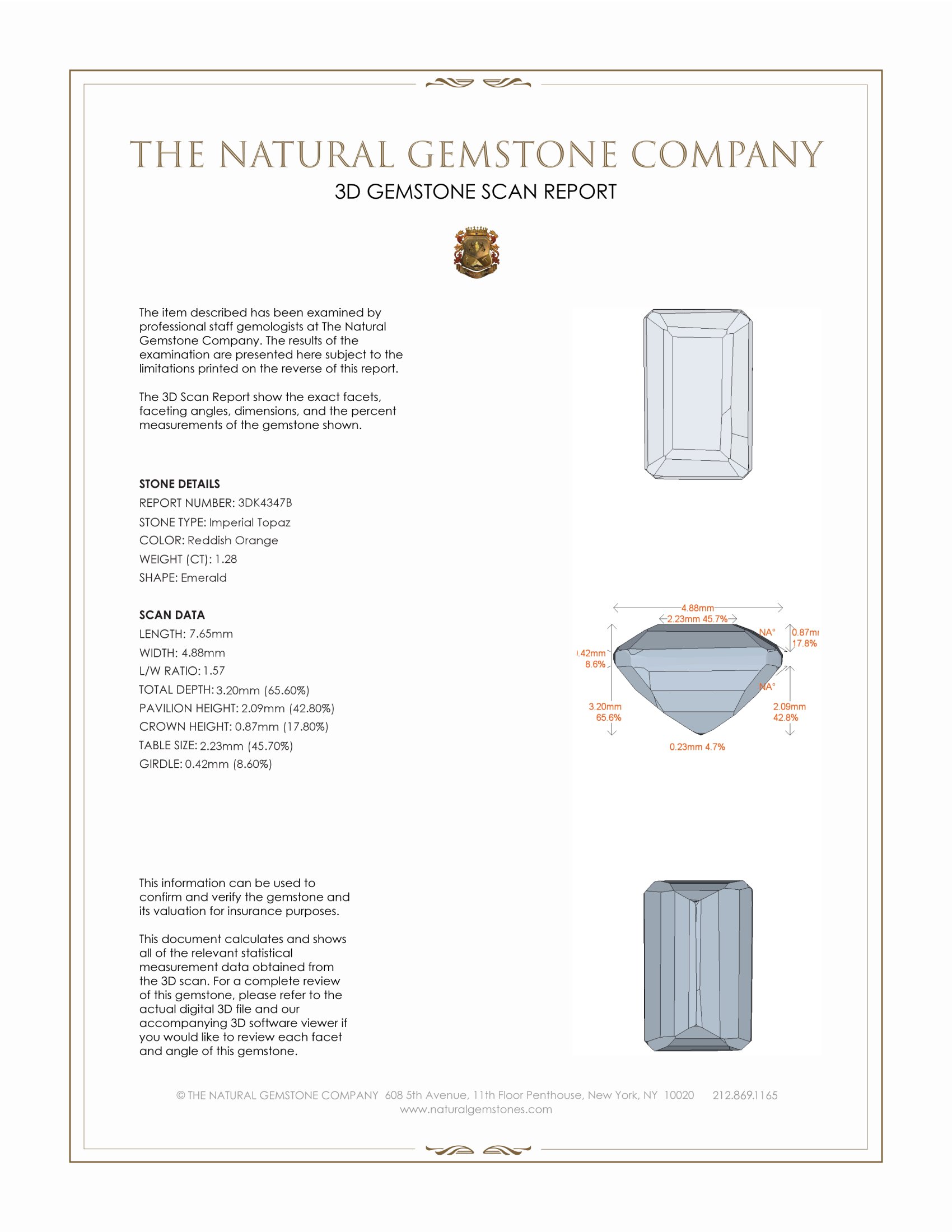 1.28 Ct. Imperial Topaz from Brazil