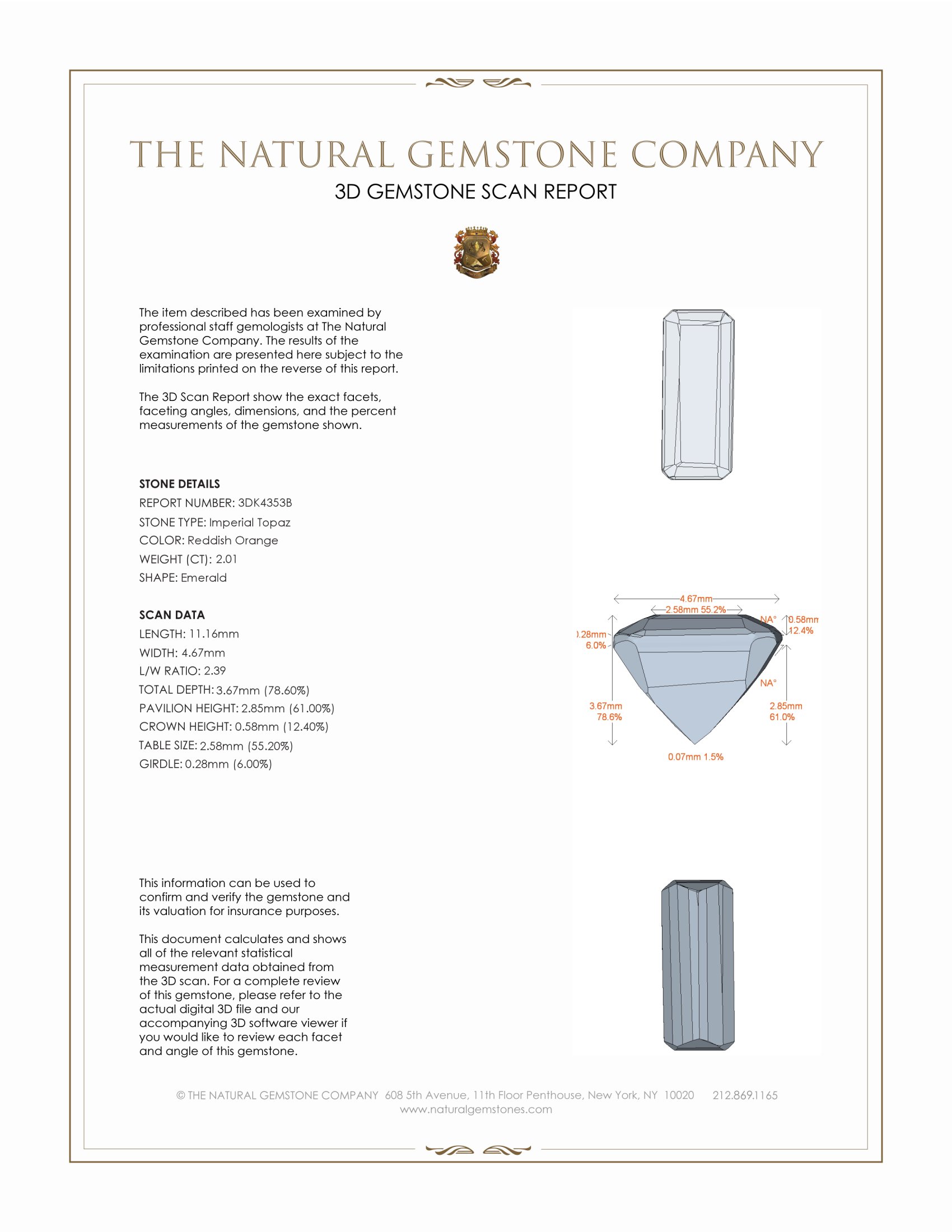2.01 Ct. Imperial Topaz from Brazil