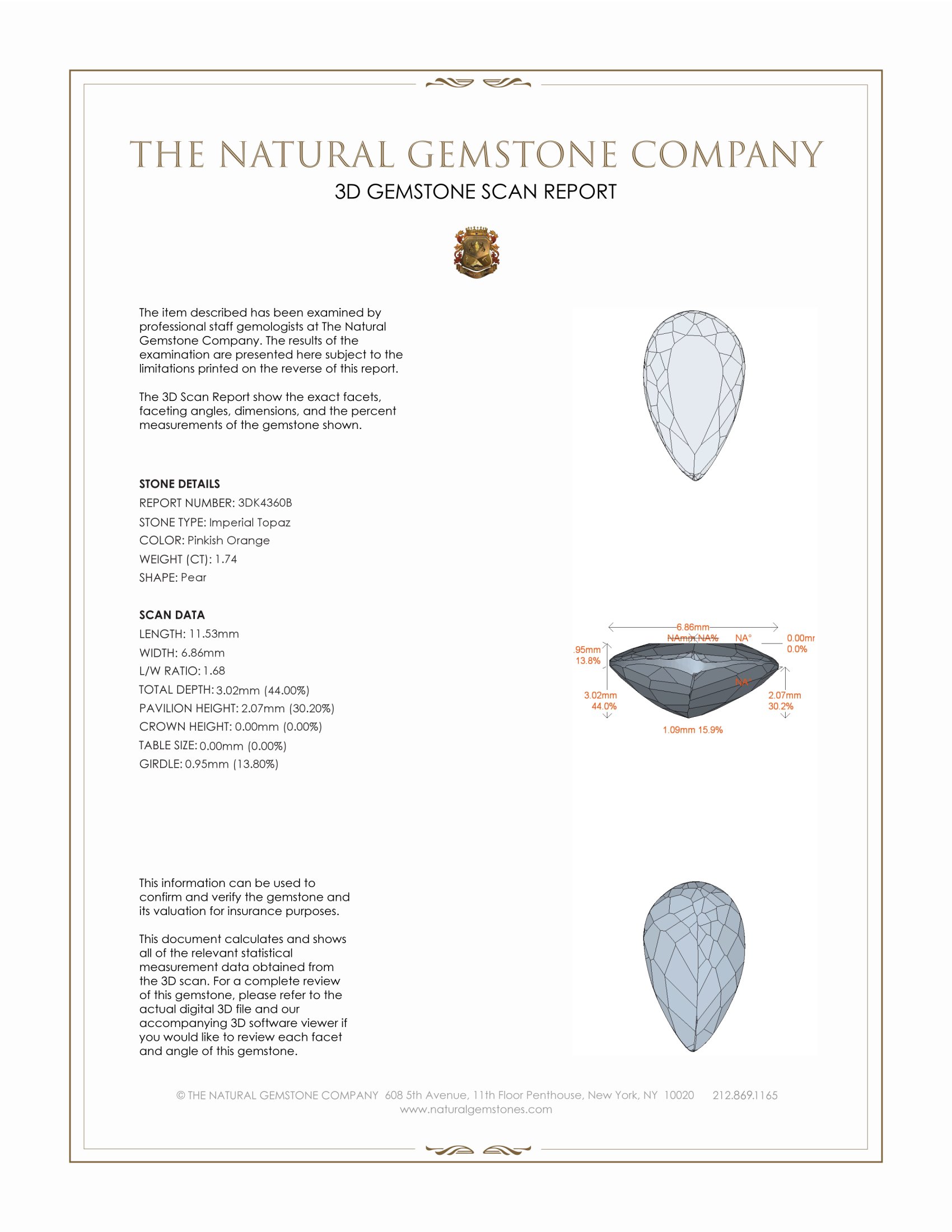 1.74 Ct. Imperial Topaz from Brazil