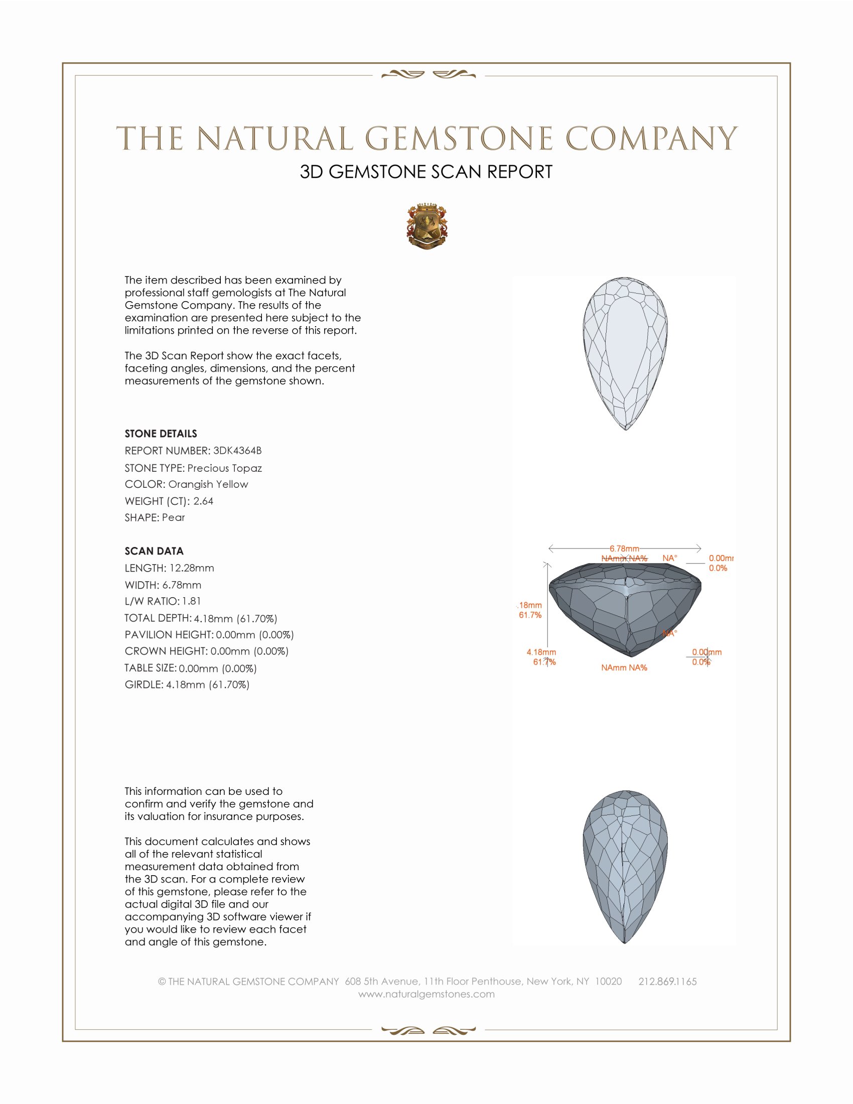 2.64 Ct. Precious Topaz from Brazil