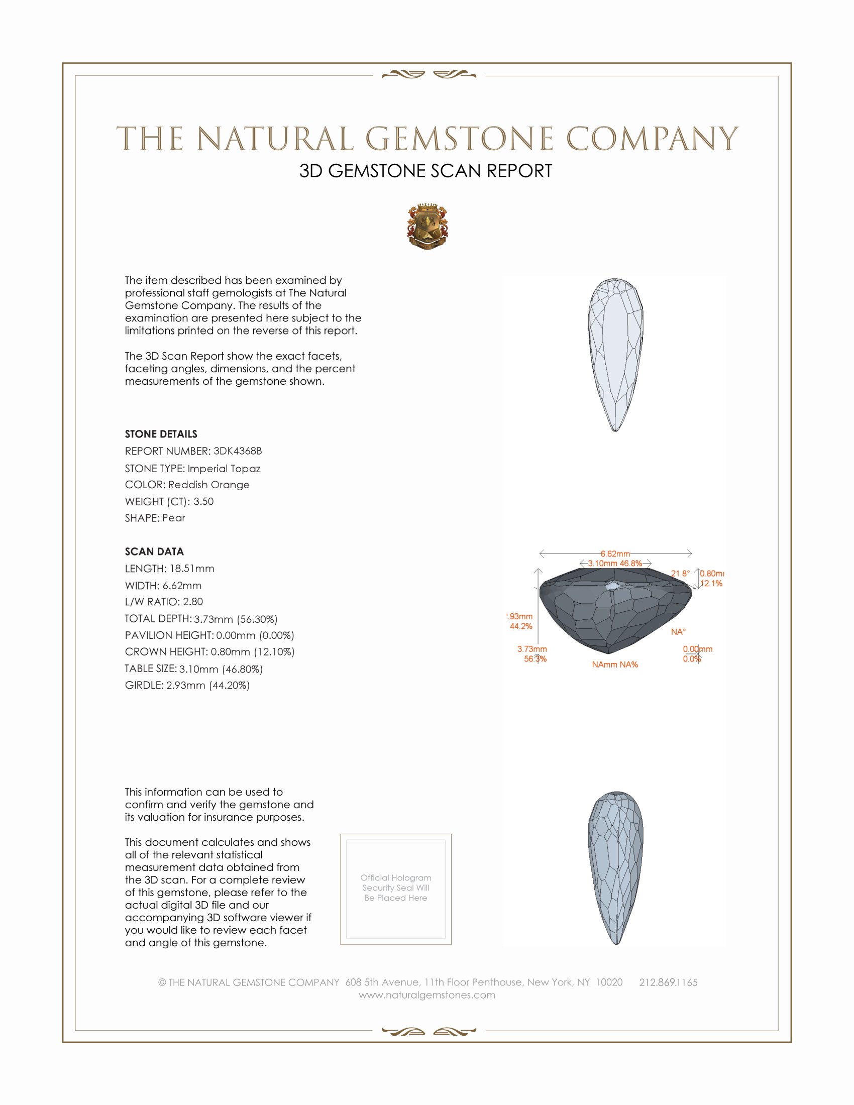 3.50 Ct. Imperial Topaz from Brazil