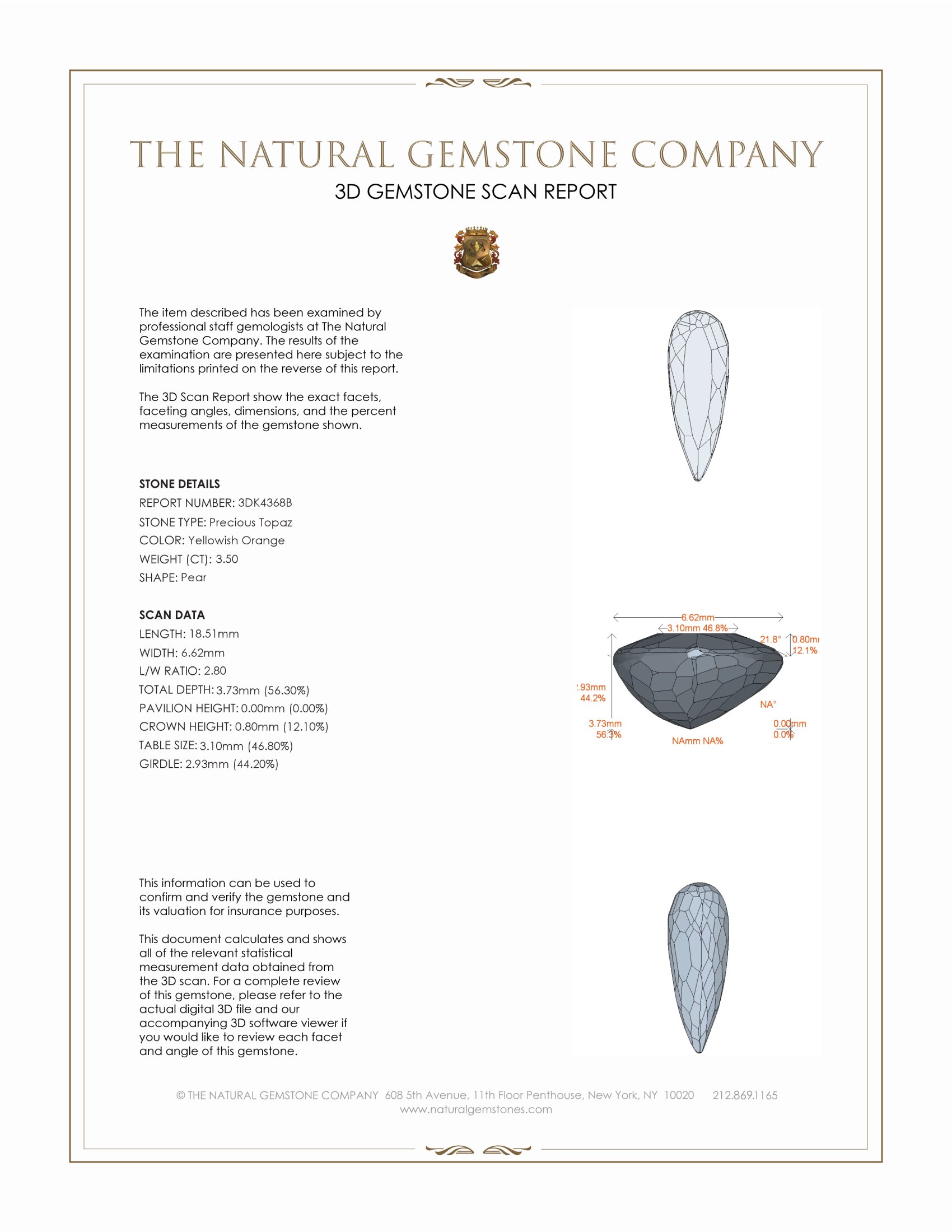 3.50 Ct. Precious Topaz from Brazil