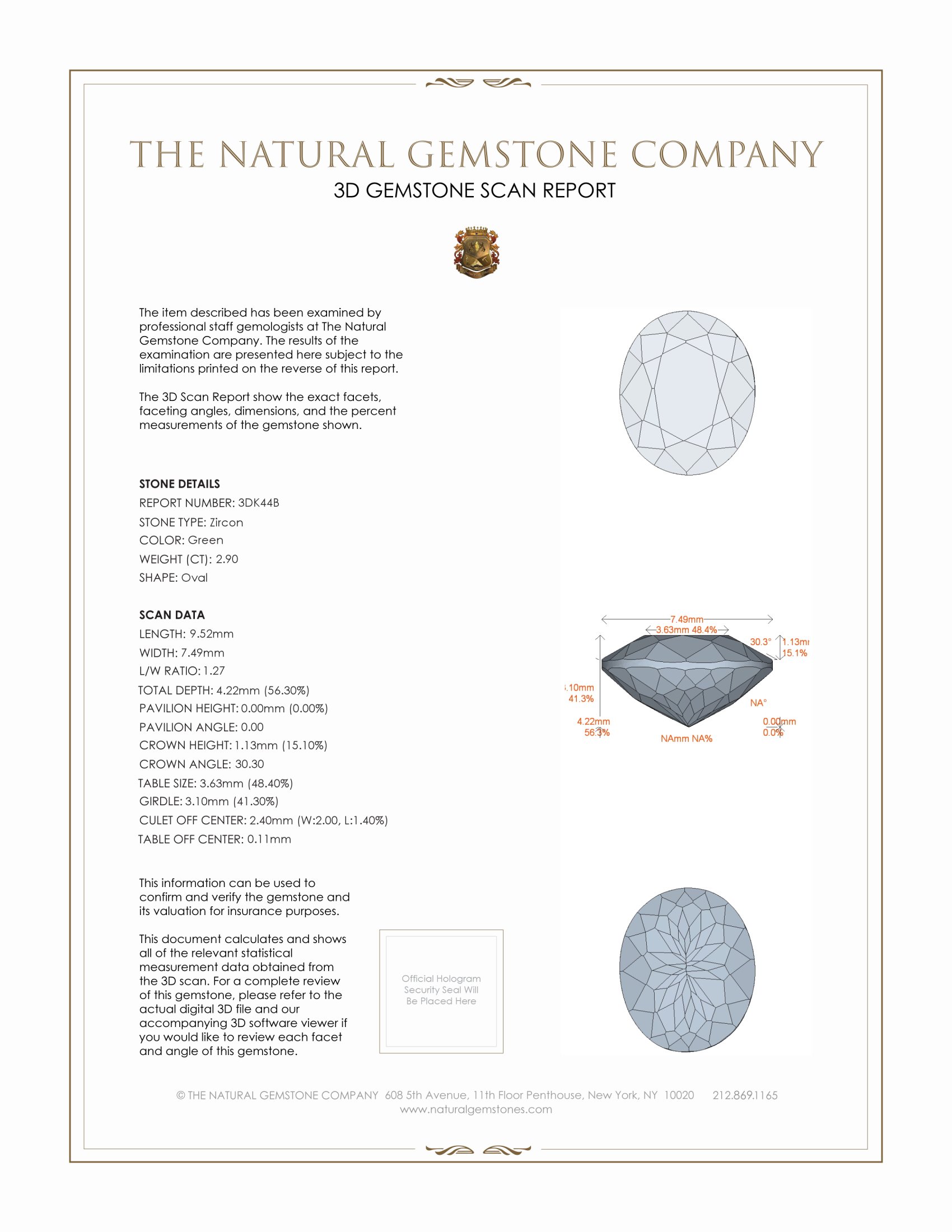 2.90 Ct. Zircon from Ceylon (Sri Lanka)