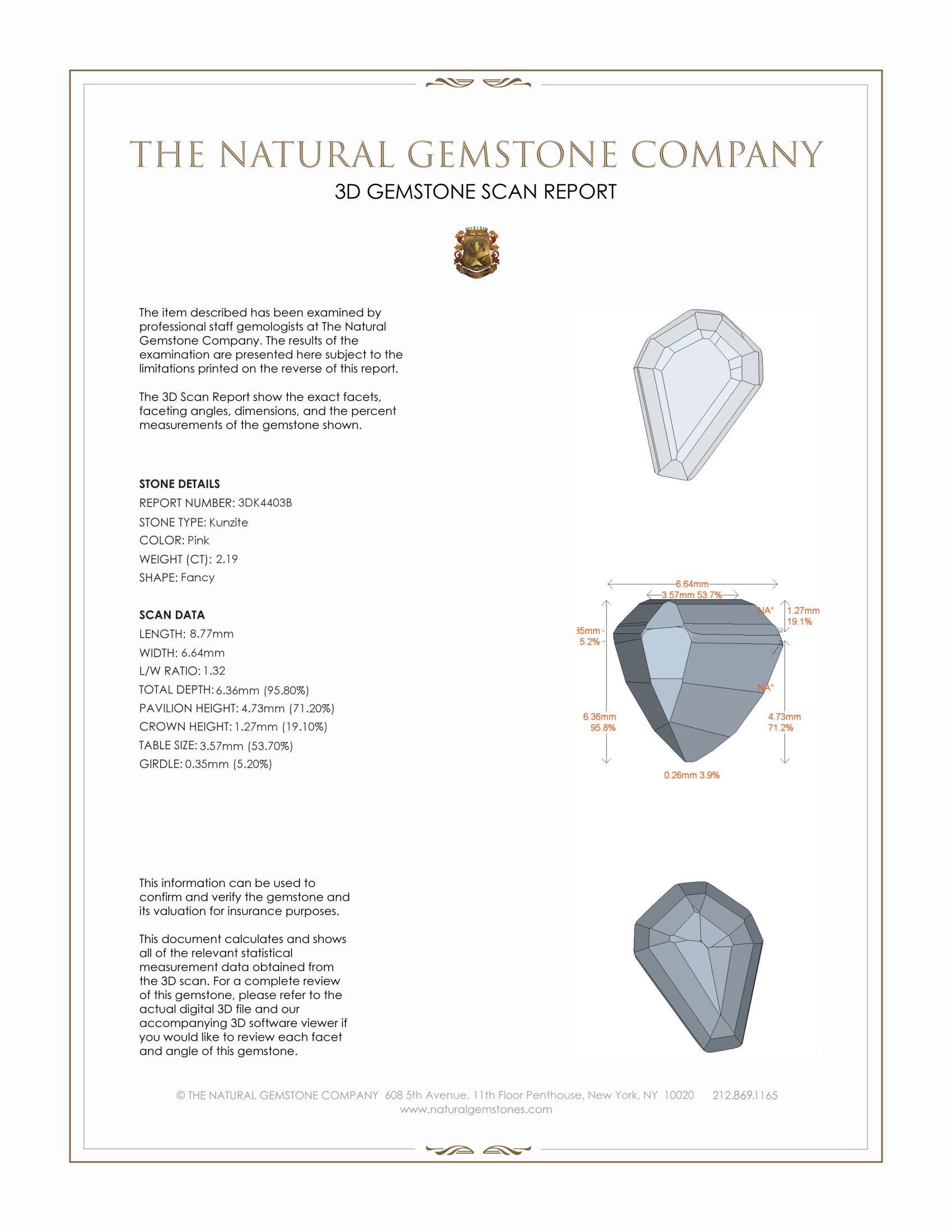 2.19 Ct. Kunzite from Madagascar